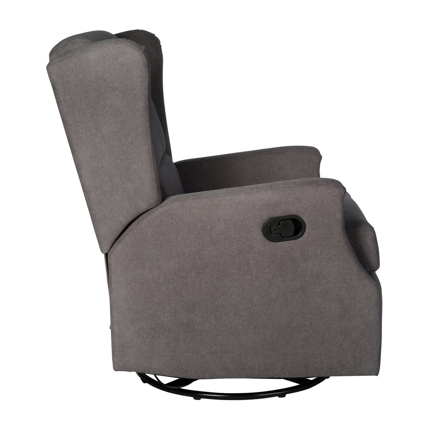 Omma Swivel Glider Rocker Recliner Chair, Manual 360 Degree Swivel Wingback Recliner Perfect for Living Room, Bedroom, or Nursery in Dark Gray Dark Gray