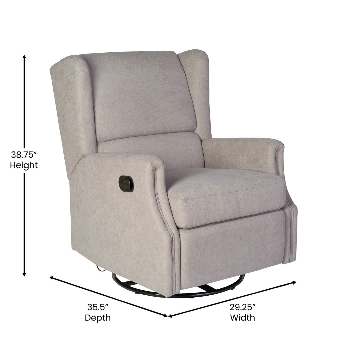Omma Swivel Glider Rocker Recliner Chair, Manual 360 Degree Swivel Wingback Recliner Perfect for Living Room, Bedroom, or Nursery in Light Gray Light Gray