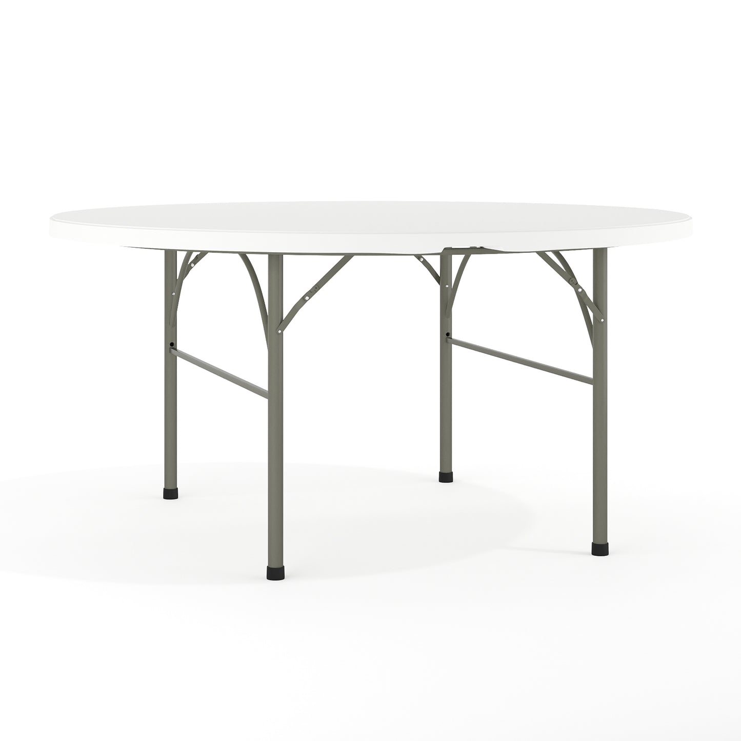 Scarborough 5-Foot Round Bi-Fold White Plastic Folding Table with Carrying Handle Granite White