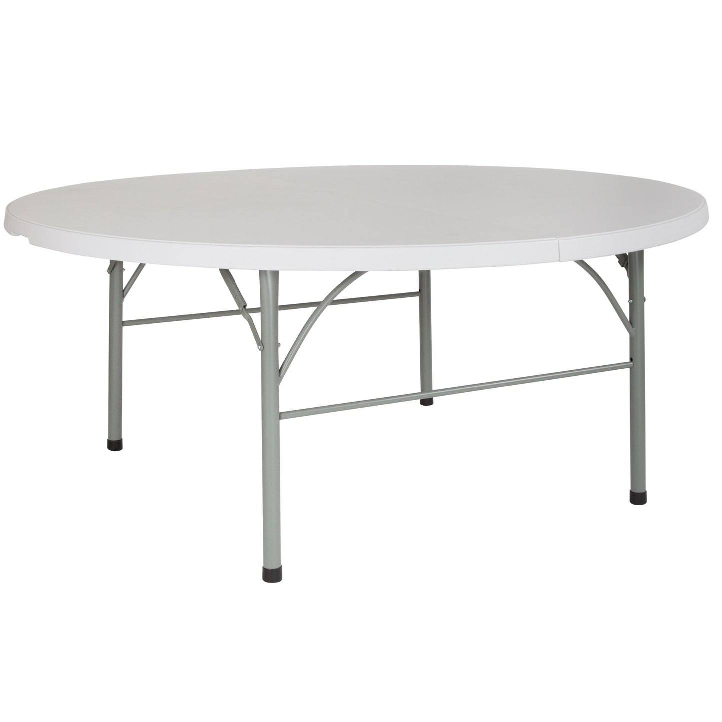 Stonewall 6-Foot Round Bi-Fold Granite White Plastic Banquet and Event Folding Table with Carrying Handle Granite White