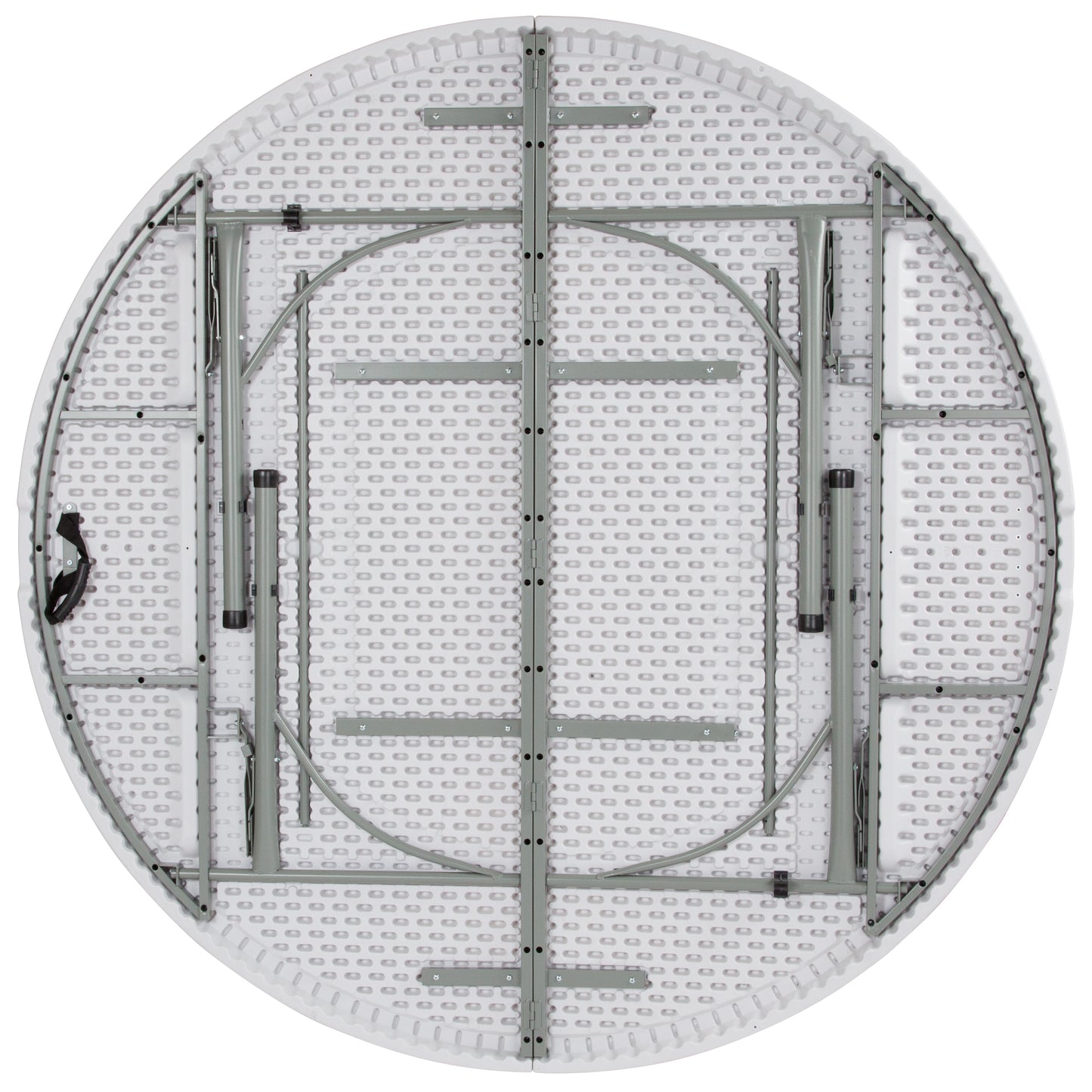 Stonewall 6-Foot Round Bi-Fold Granite White Plastic Banquet and Event Folding Table with Carrying Handle Granite White