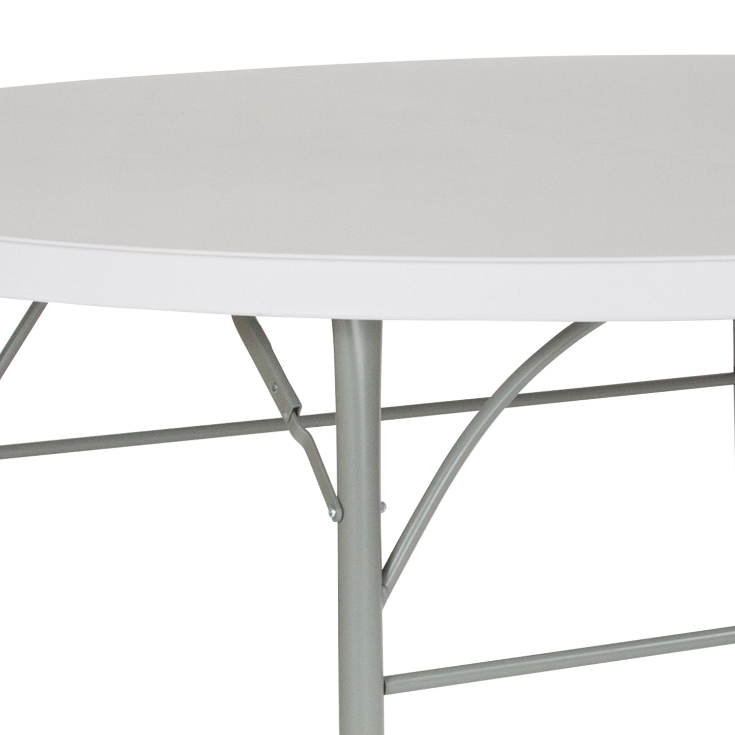 Stonewall 6-Foot Round Bi-Fold Granite White Plastic Banquet and Event Folding Table with Carrying Handle Granite White