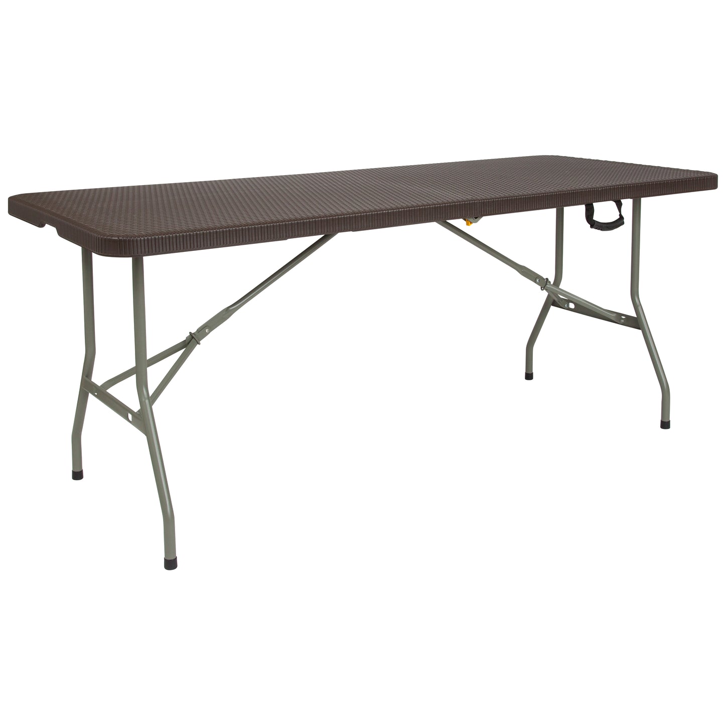 Park 6-Foot Bi-Fold Brown Rattan Plastic Folding Table Brown