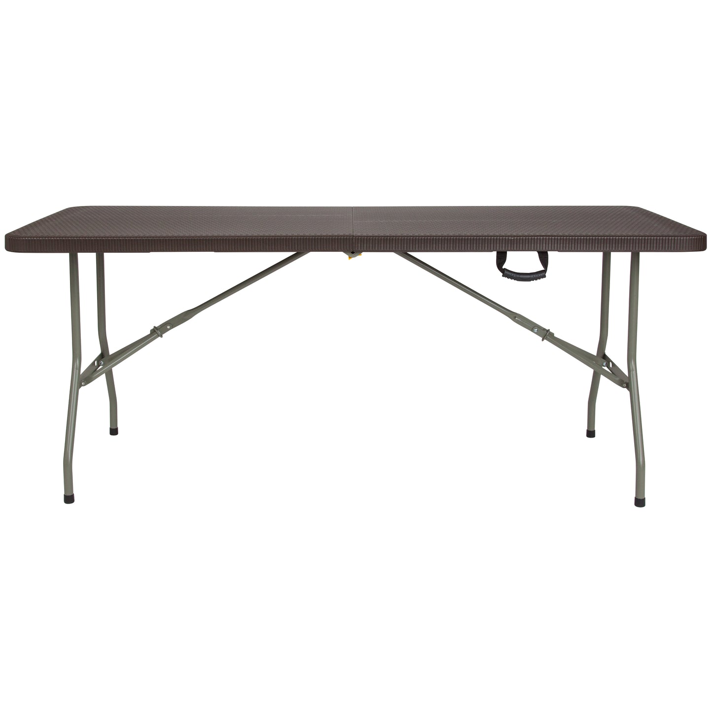 Park 6-Foot Bi-Fold Brown Rattan Plastic Folding Table Brown