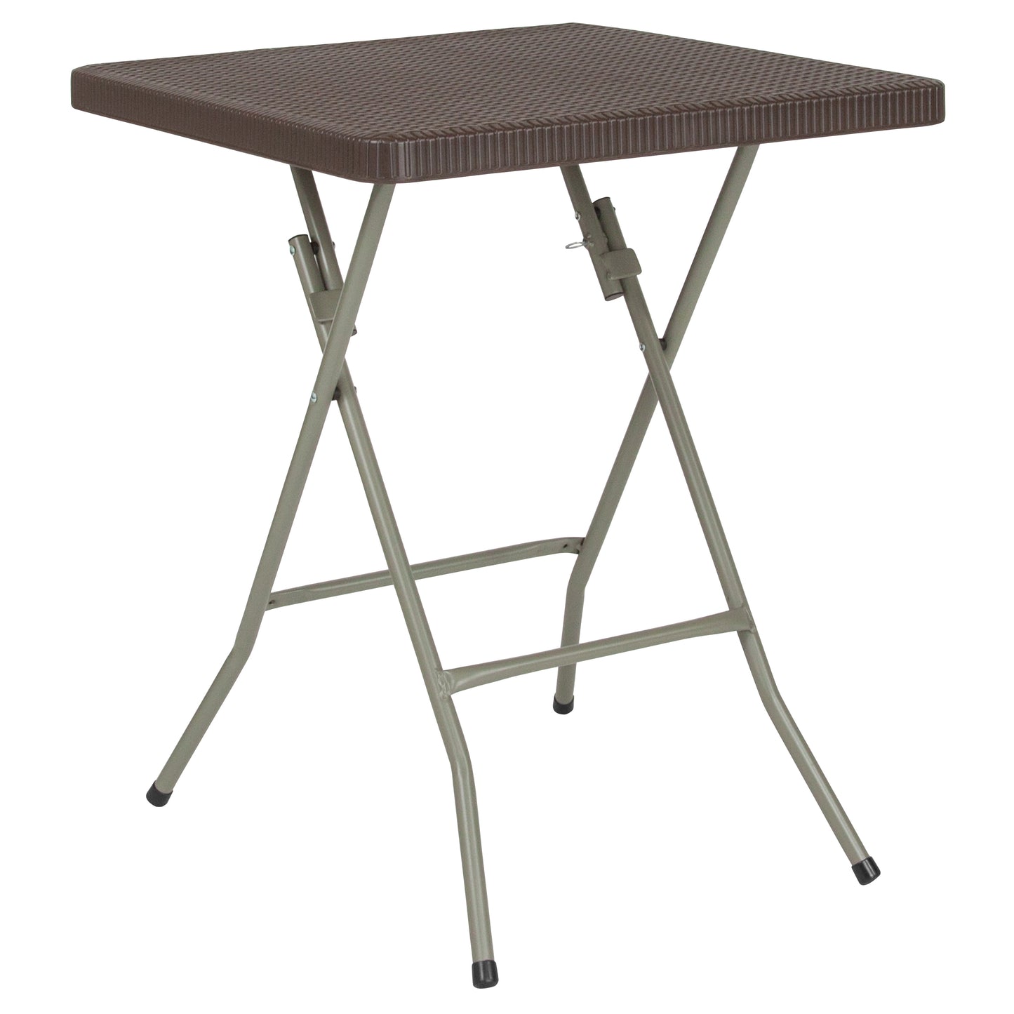 Linburgh 1.95-Foot Square Brown Rattan Plastic Folding Table Brown
