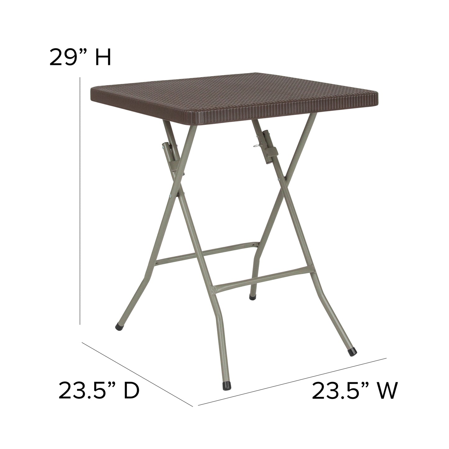 Linburgh 1.95-Foot Square Brown Rattan Plastic Folding Table Brown
