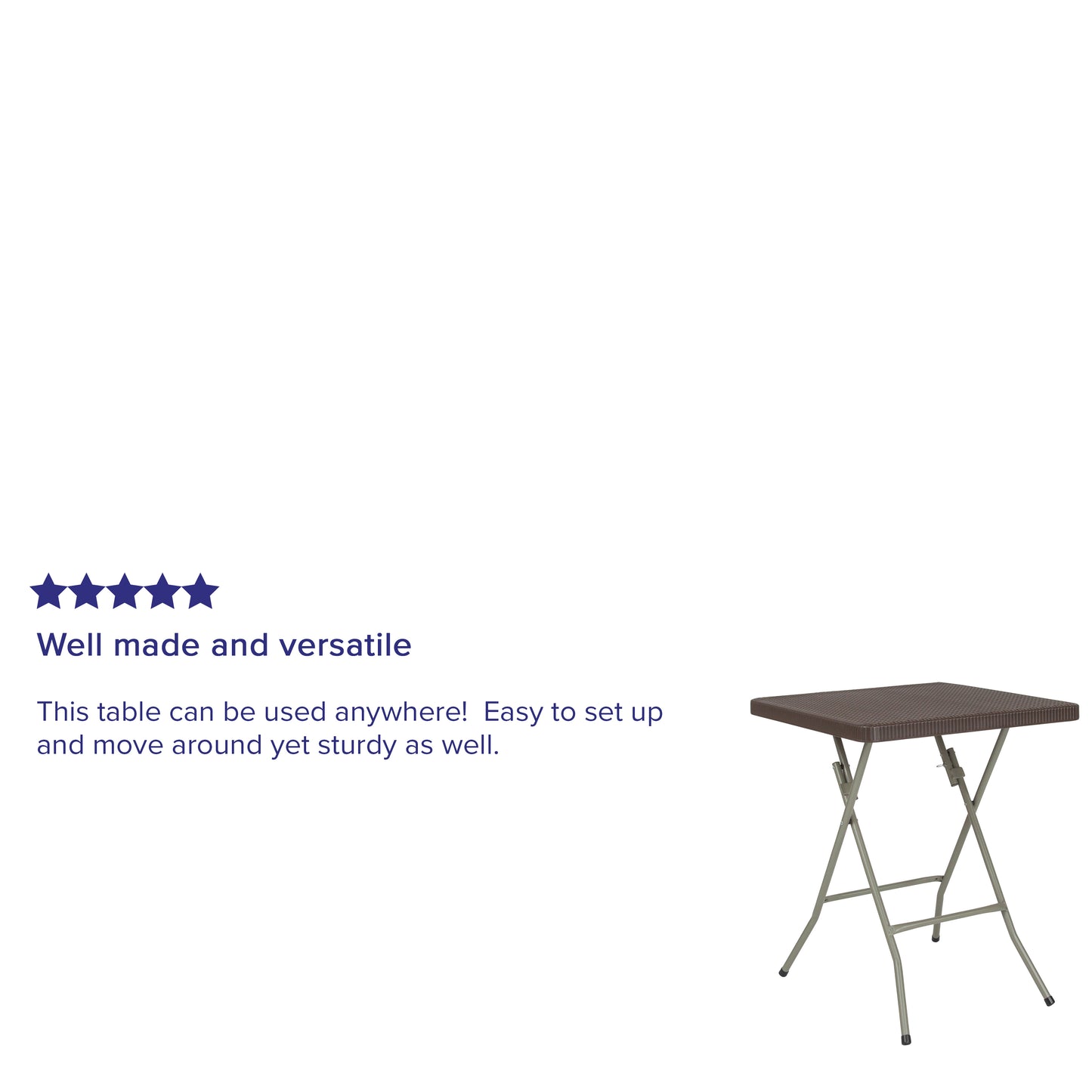 Linburgh 1.95-Foot Square Brown Rattan Plastic Folding Table Brown