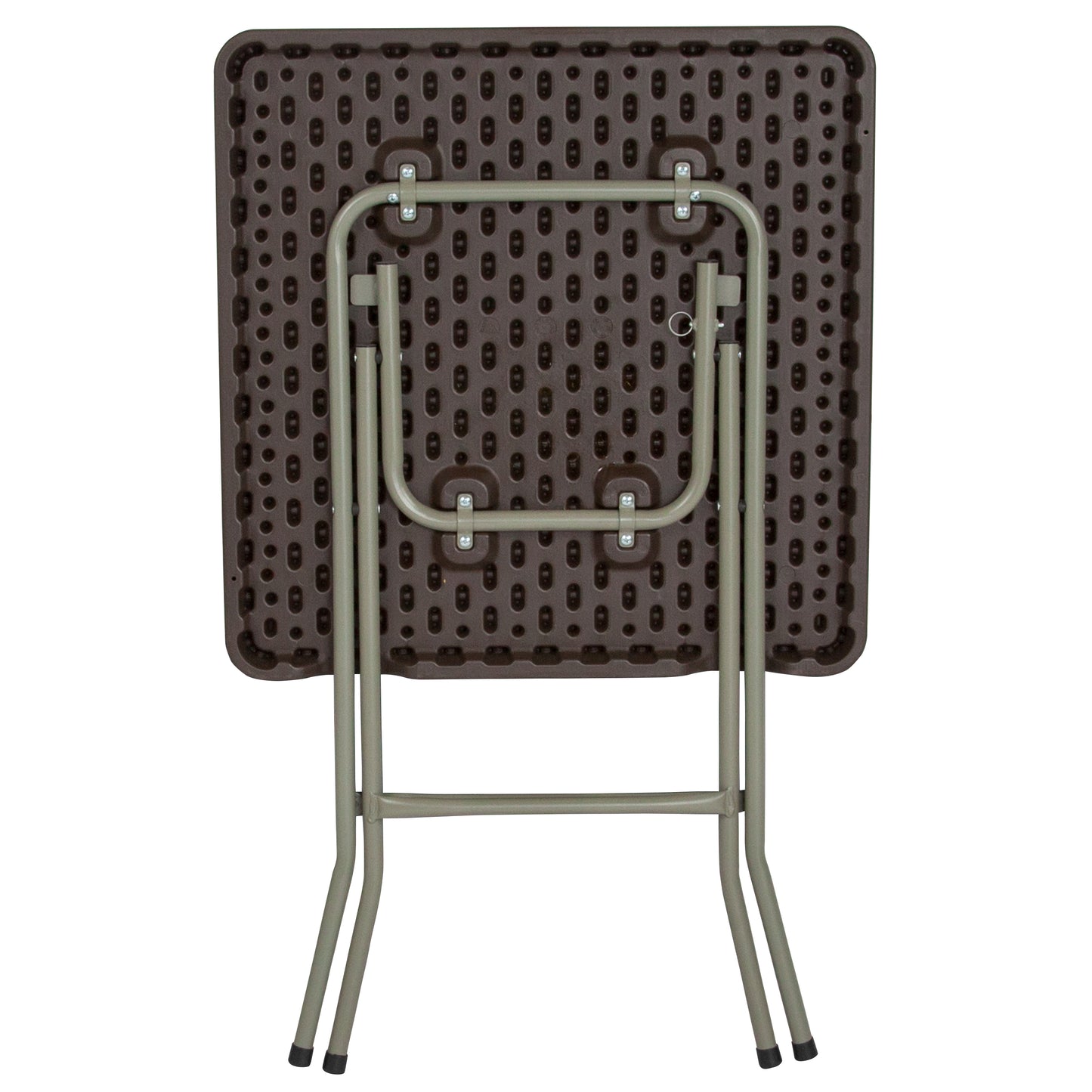 Linburgh 1.95-Foot Square Brown Rattan Plastic Folding Table Brown
