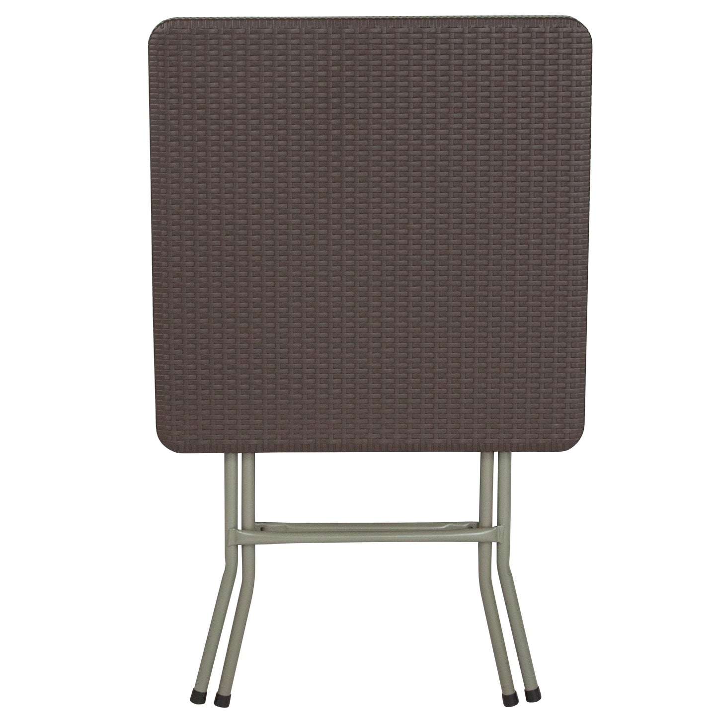 Linburgh 1.95-Foot Square Brown Rattan Plastic Folding Table Brown