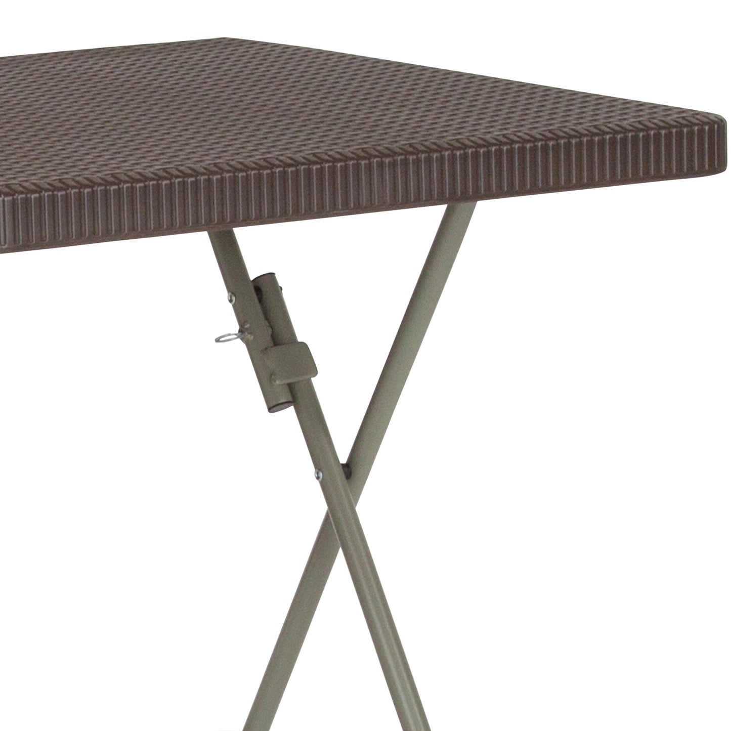 Linburgh 1.95-Foot Square Brown Rattan Plastic Folding Table Brown