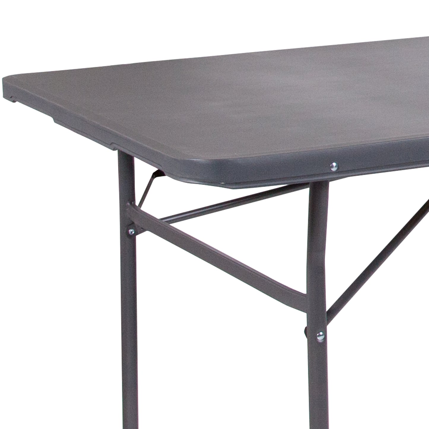 Elijah 6-Foot Bi-Fold Dark Gray Plastic Folding Table with Carrying Handle Dark Gray