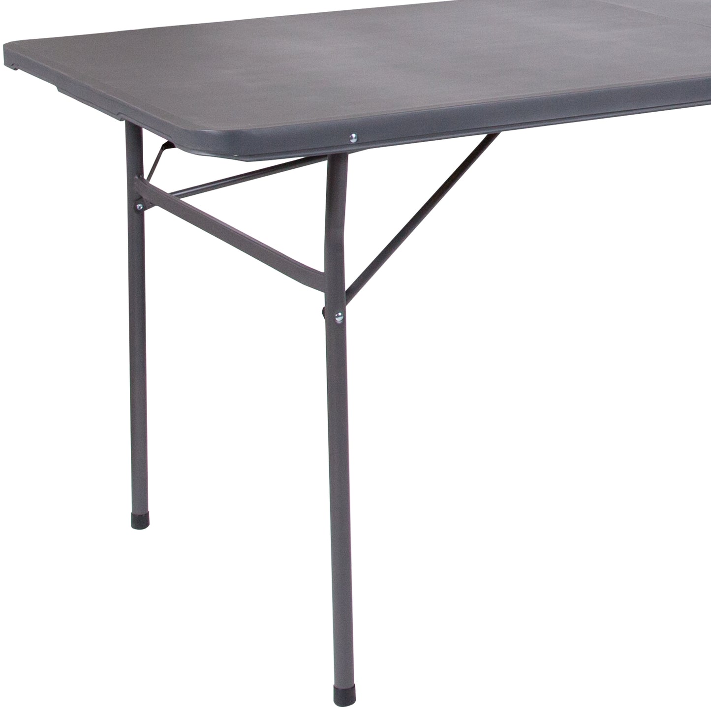 Elijah 6-Foot Bi-Fold Dark Gray Plastic Folding Table with Carrying Handle Dark Gray