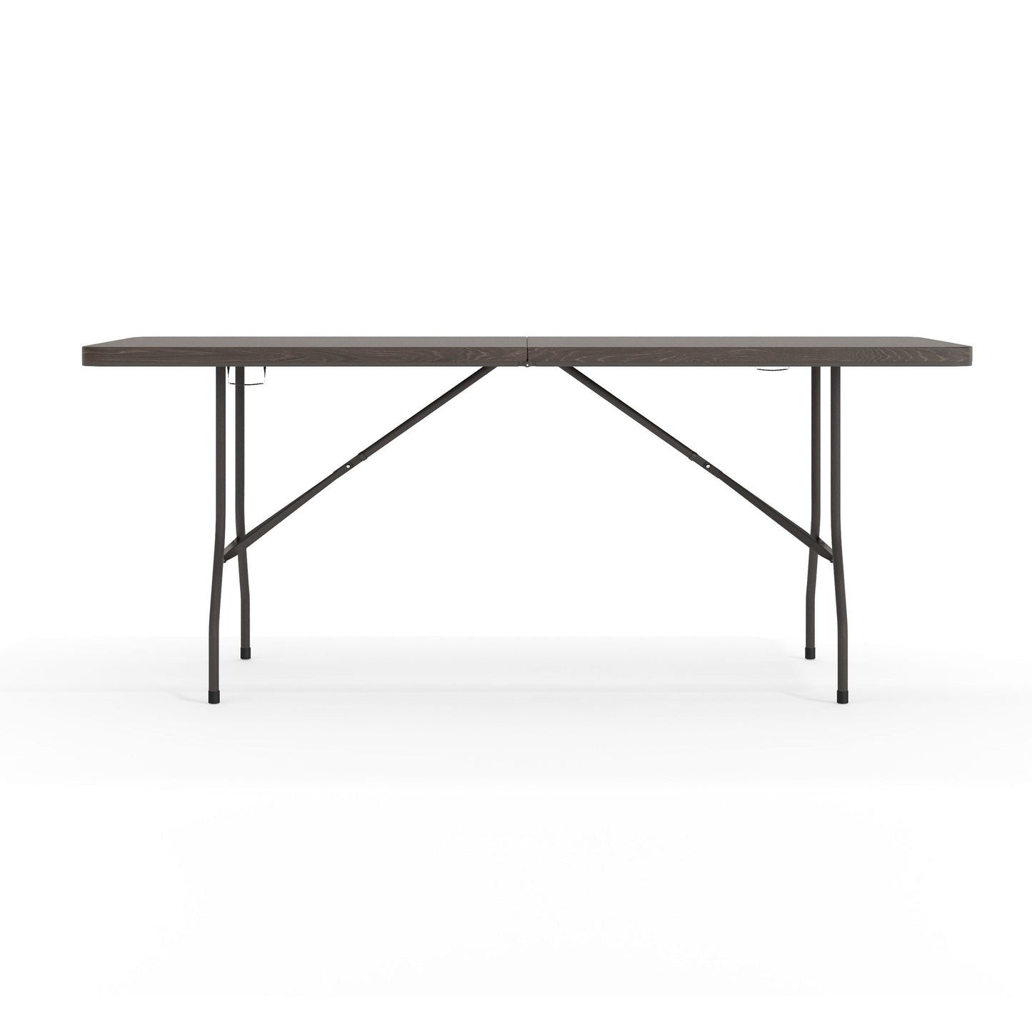 Elijah 6-Foot Bi-Fold Brown Wood Grain Plastic Folding Table with Carrying Handle Brown DAD-LF-183Z-GG