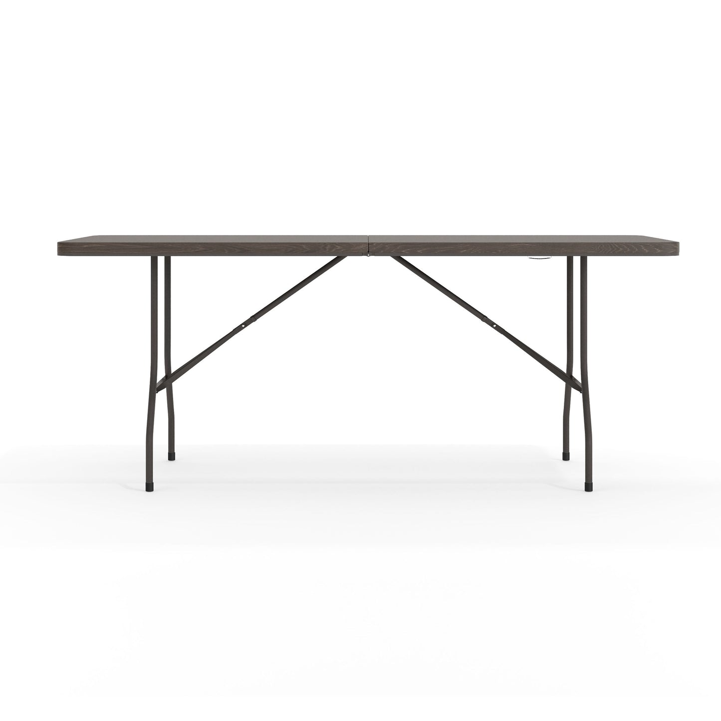 Elijah 6-Foot Bi-Fold Brown Wood Grain Plastic Folding Table with Carrying Handle Brown DAD-LF-183Z-GG