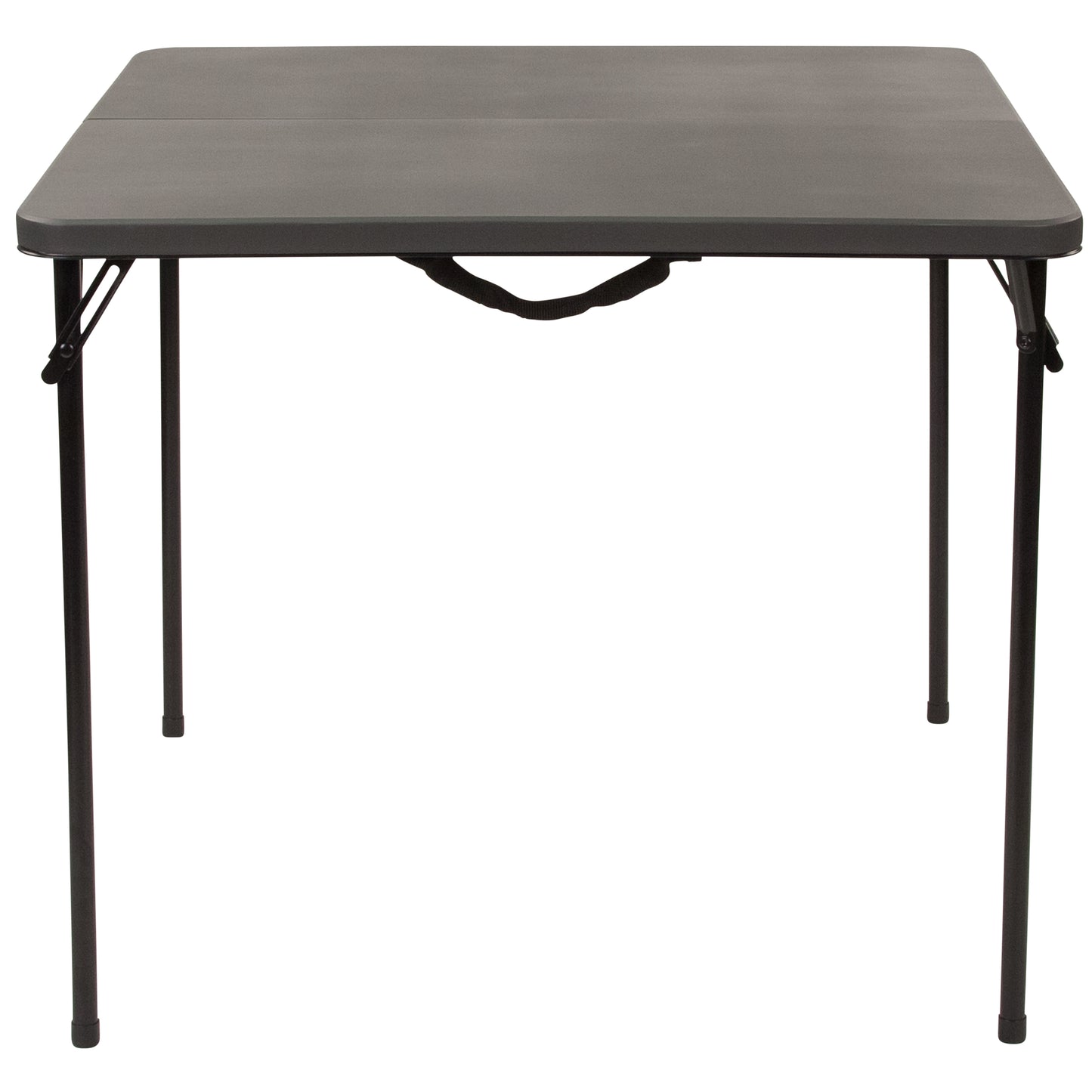 Dunham 2.83-Foot Square Bi-Fold Dark Gray Plastic Folding Table with Carrying Handle Dark Gray