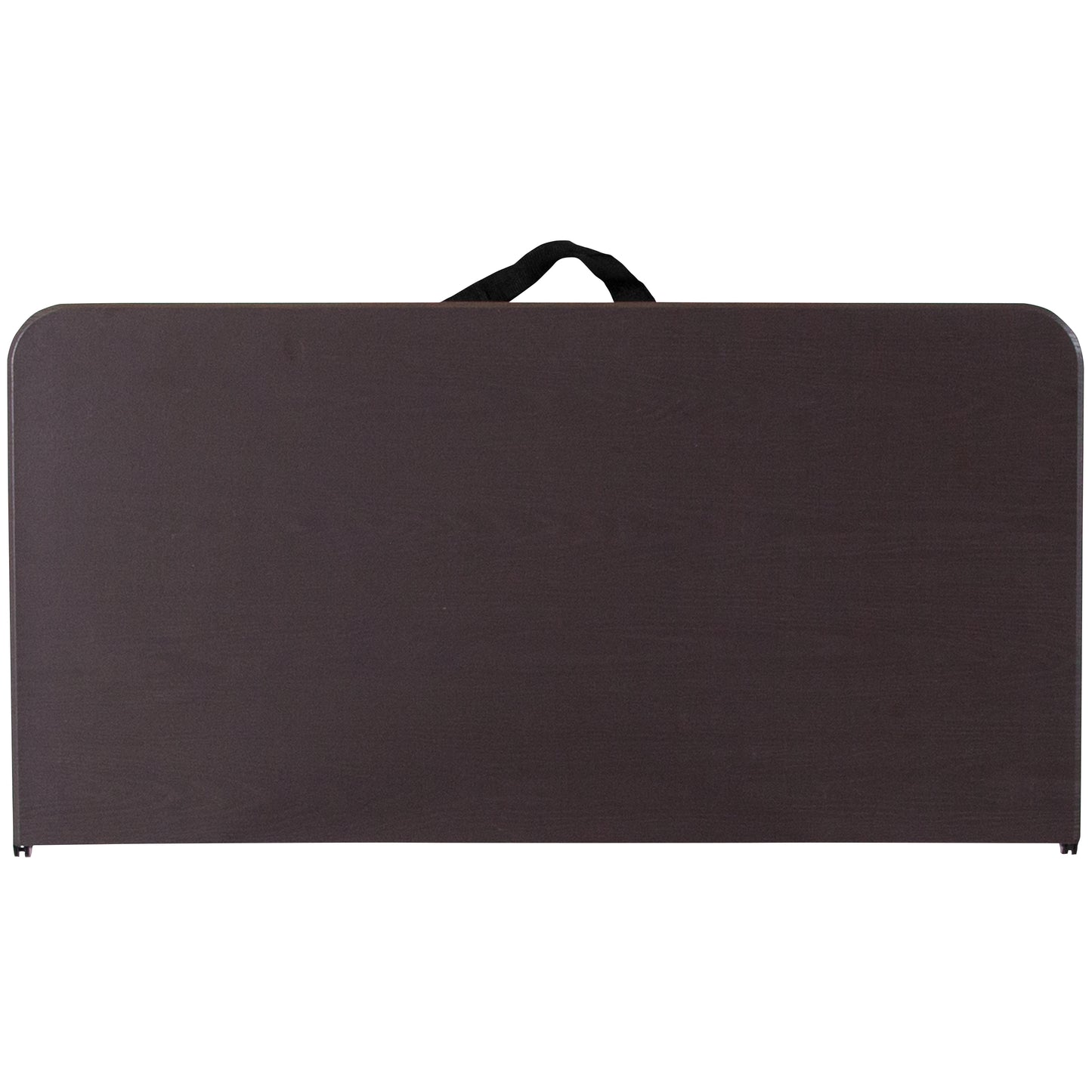 Dunham 2.83-Foot Square Bi-Fold Brown Wood Grain Plastic Folding Table with Carrying Handle Brown