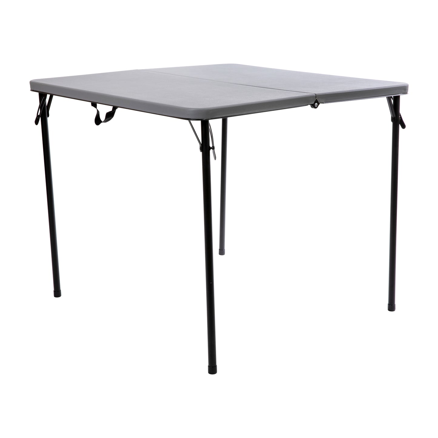 Dunham 2.83-Foot Square Bi-Fold Gray Plastic Folding Table with Carrying Handle Gray