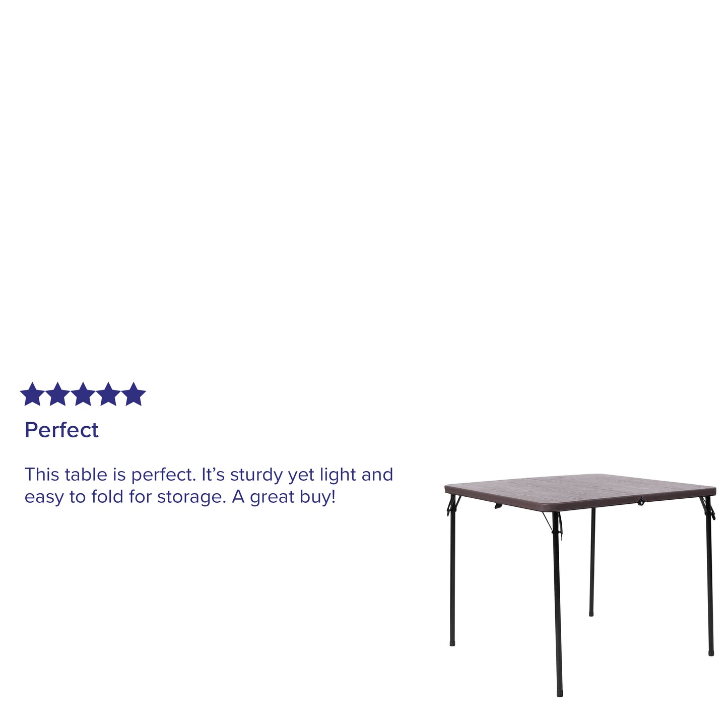 Dunham 2.83-Foot Square Bi-Fold Gray Plastic Folding Table with Carrying Handle Gray