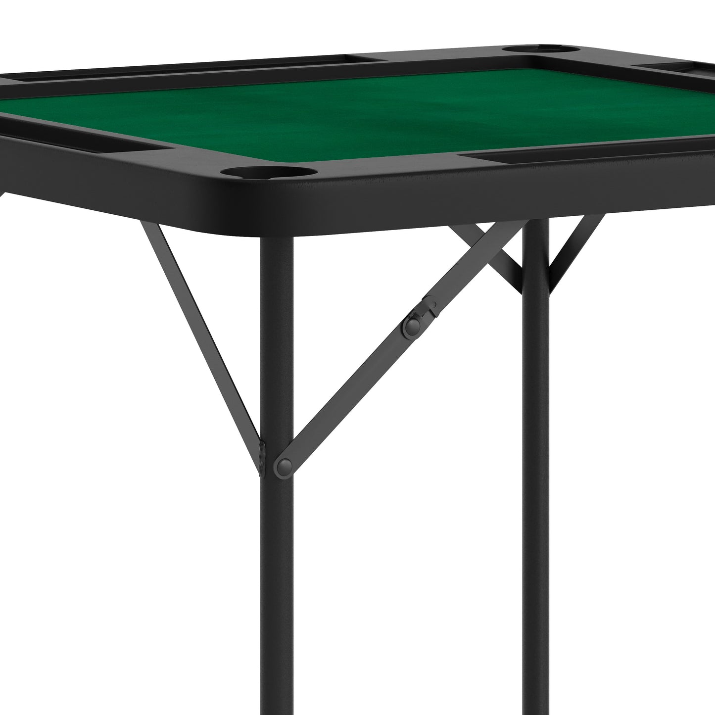 Silas 34.5" Square 4-Player Black Folding Card Game Table with Green Playing Surface and Cup Holders Black Top/Green Felt Surface