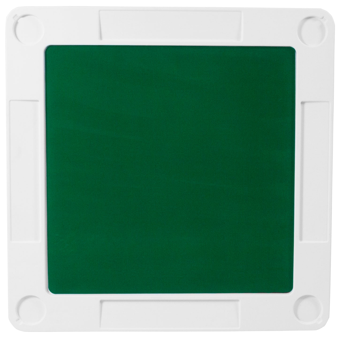 Silas 34.5" Square 4-Player Folding Card Game Table with Green Playing Surface and Cup Holders Granite White