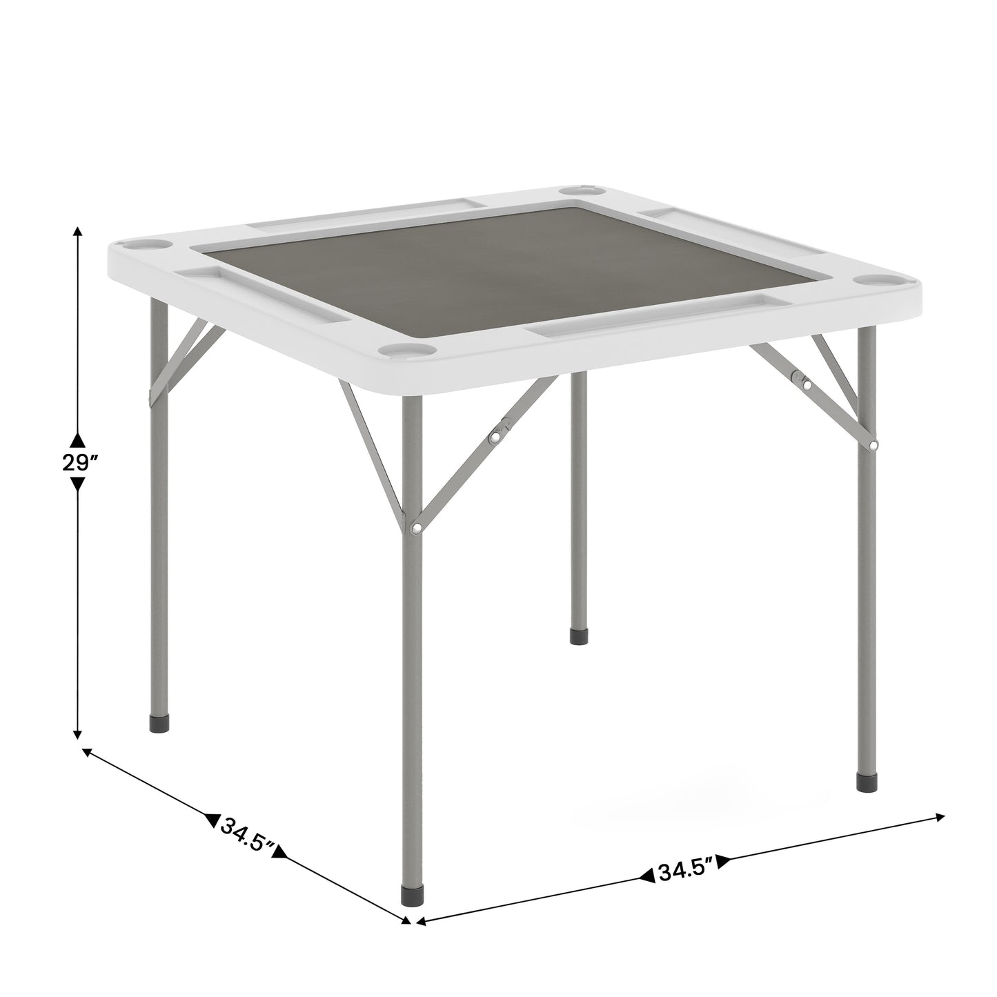 Silas 34.5" Square 4-Player White Folding Card Game Table with Gray Playing Surface and Cup Holders White Top/Gray Felt Surface DAD-MJZ-88-WHGY-GG