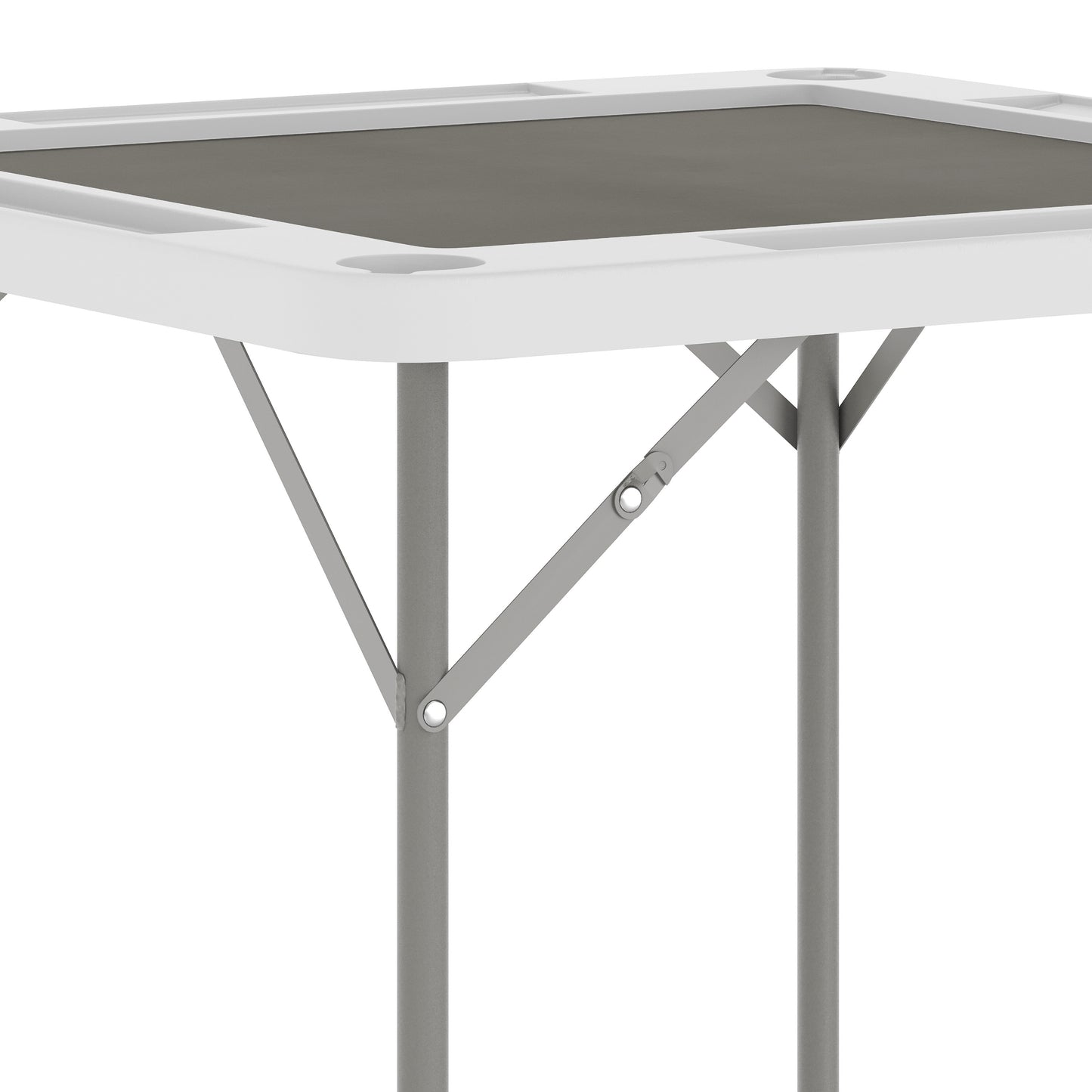 Silas 34.5" Square 4-Player White Folding Card Game Table with Gray Playing Surface and Cup Holders White Top/Gray Felt Surface DAD-MJZ-88-WHGY-GG