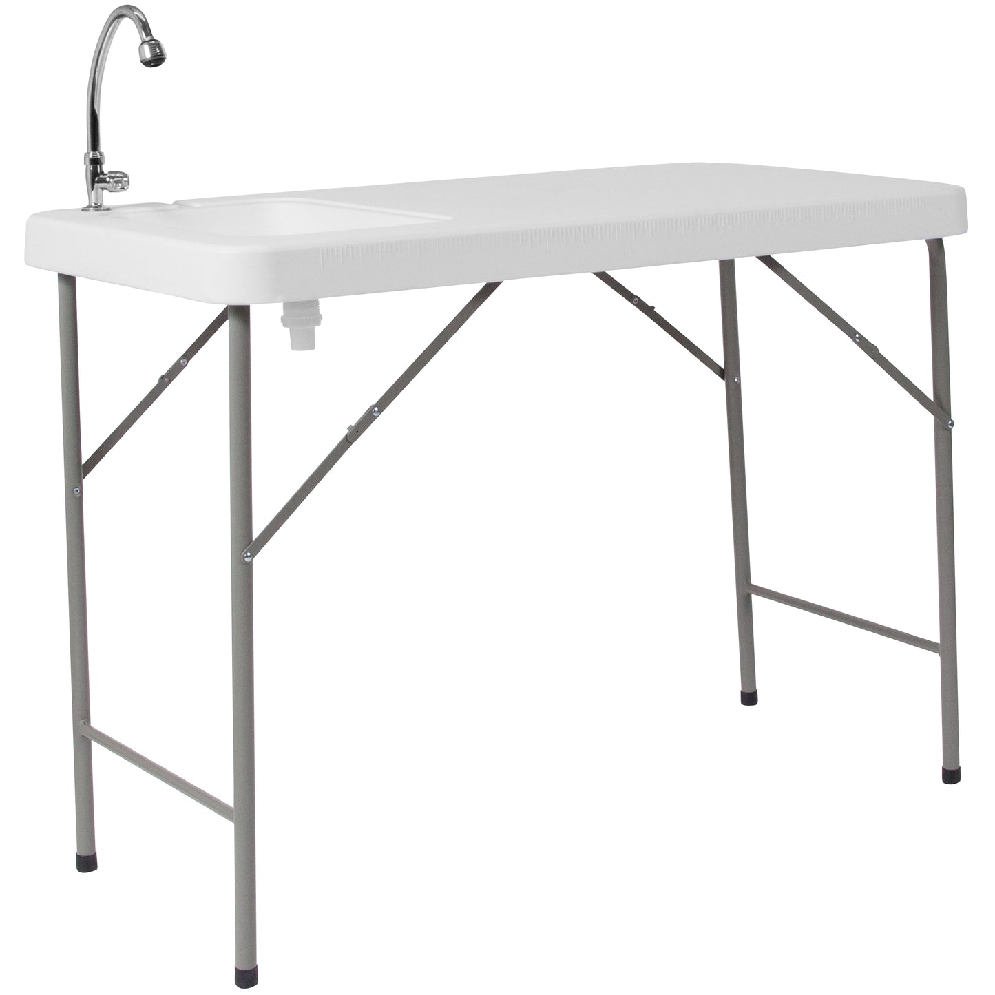 Wesley 4-Foot Portable Fish Cleaning Table / Outdoor Camping Table and Sink Granite White