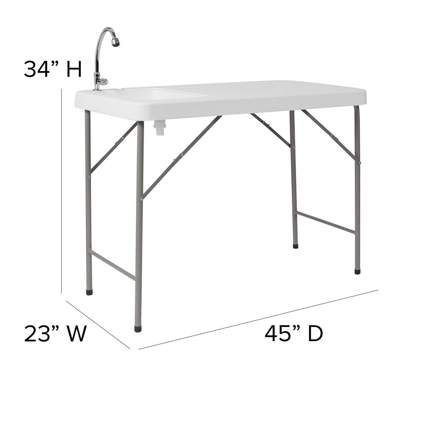 Wesley 4-Foot Portable Fish Cleaning Table / Outdoor Camping Table and Sink Granite White