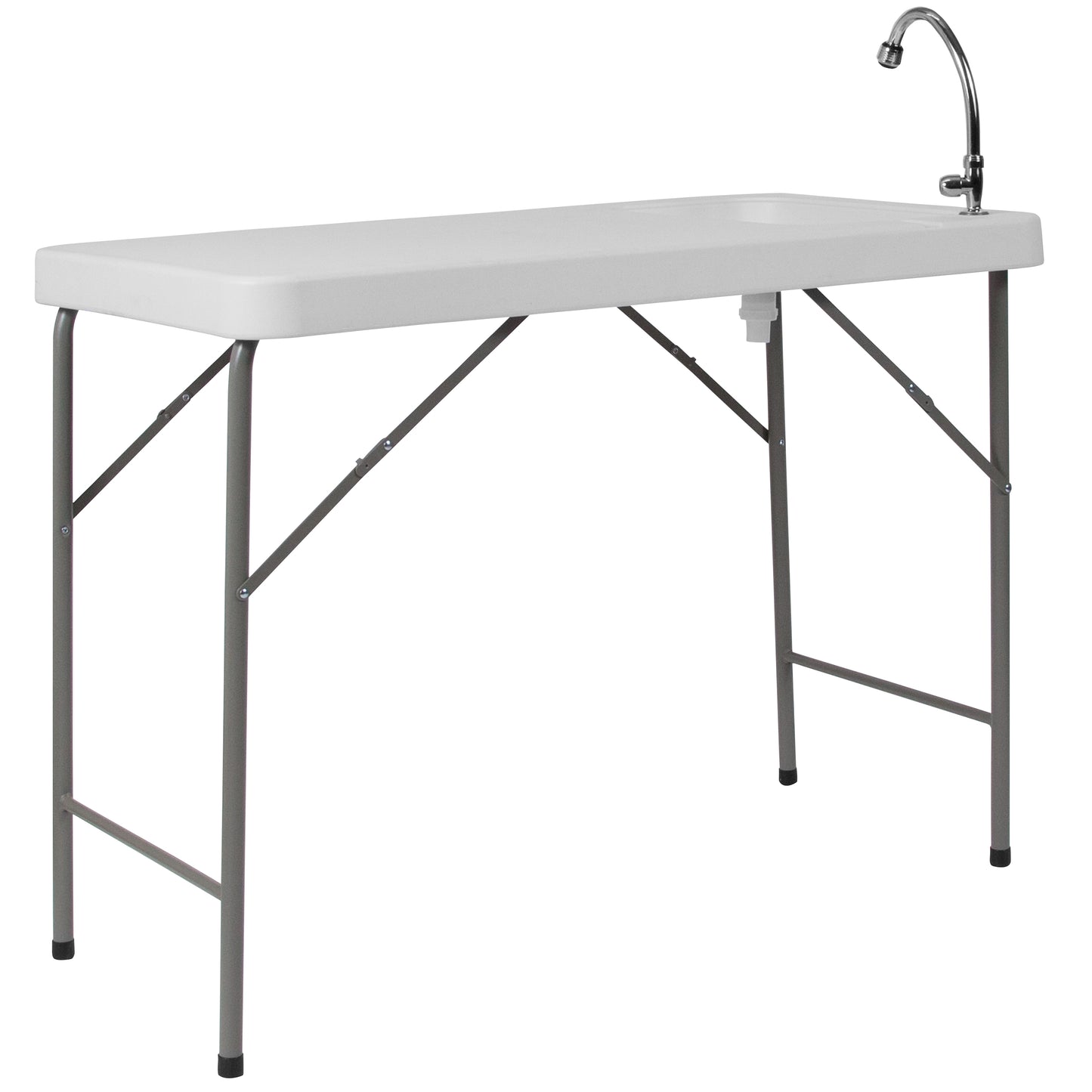Wesley 4-Foot Portable Fish Cleaning Table / Outdoor Camping Table and Sink Granite White