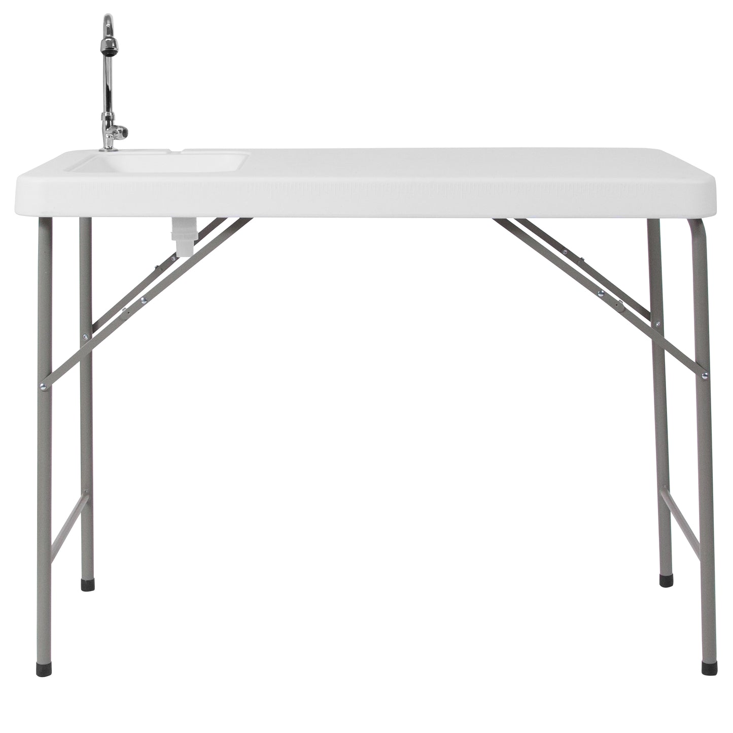 Wesley 4-Foot Portable Fish Cleaning Table / Outdoor Camping Table and Sink Granite White