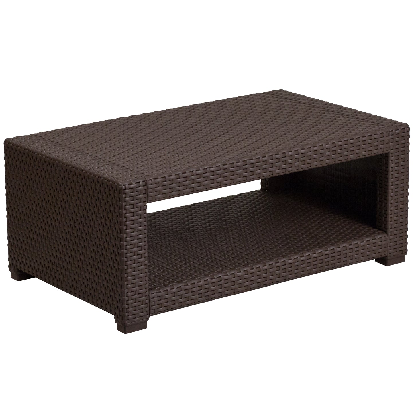 Seneca Chocolate Brown Faux Rattan Coffee Table Chocolate Brown