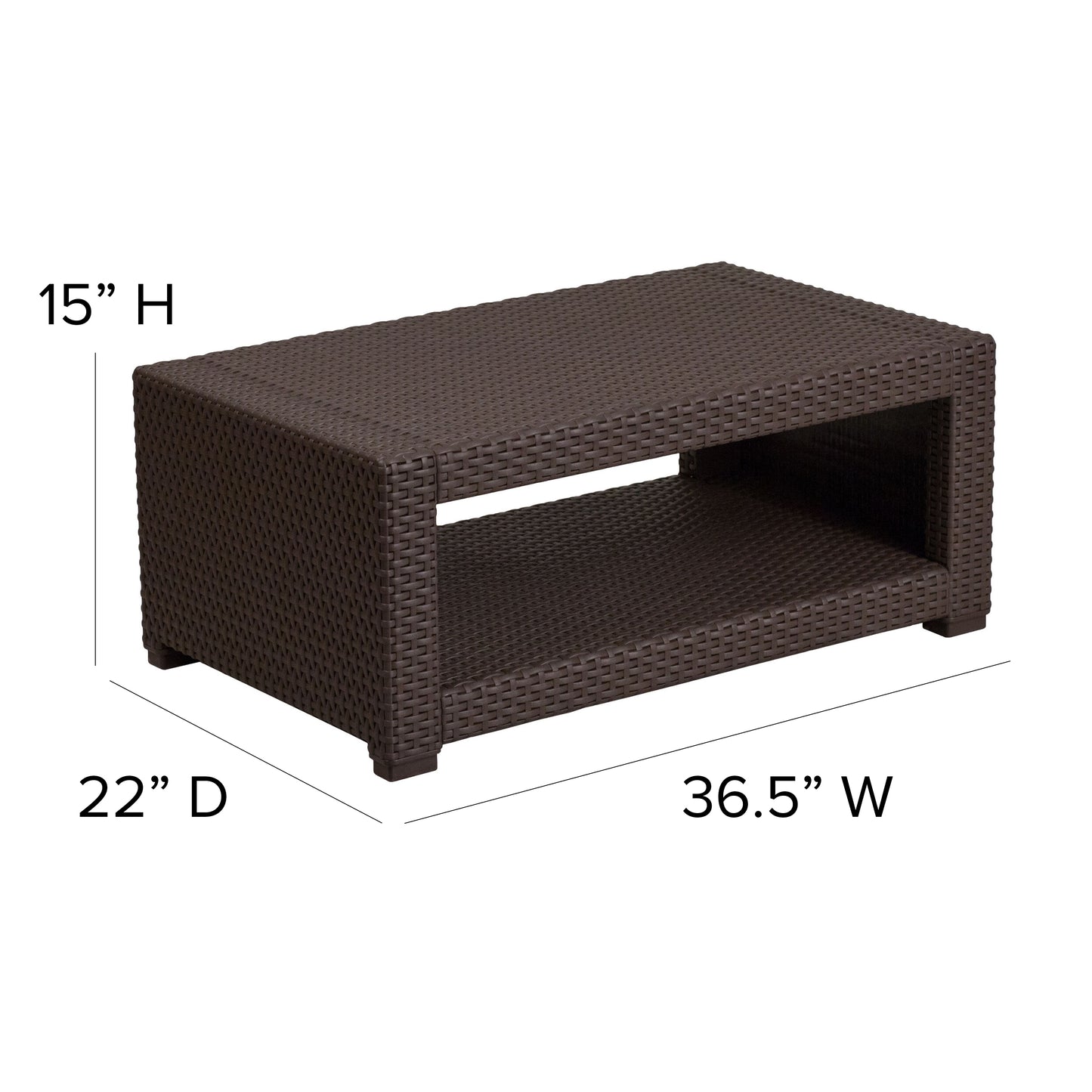 Seneca Chocolate Brown Faux Rattan Coffee Table Chocolate Brown