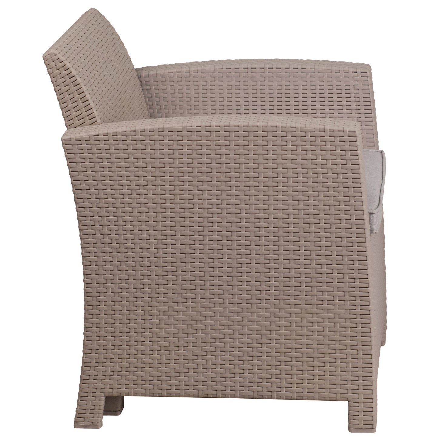 Seneca Light Gray Faux Rattan Chair with All-Weather Seneca Light Gray Cushion Light Gray