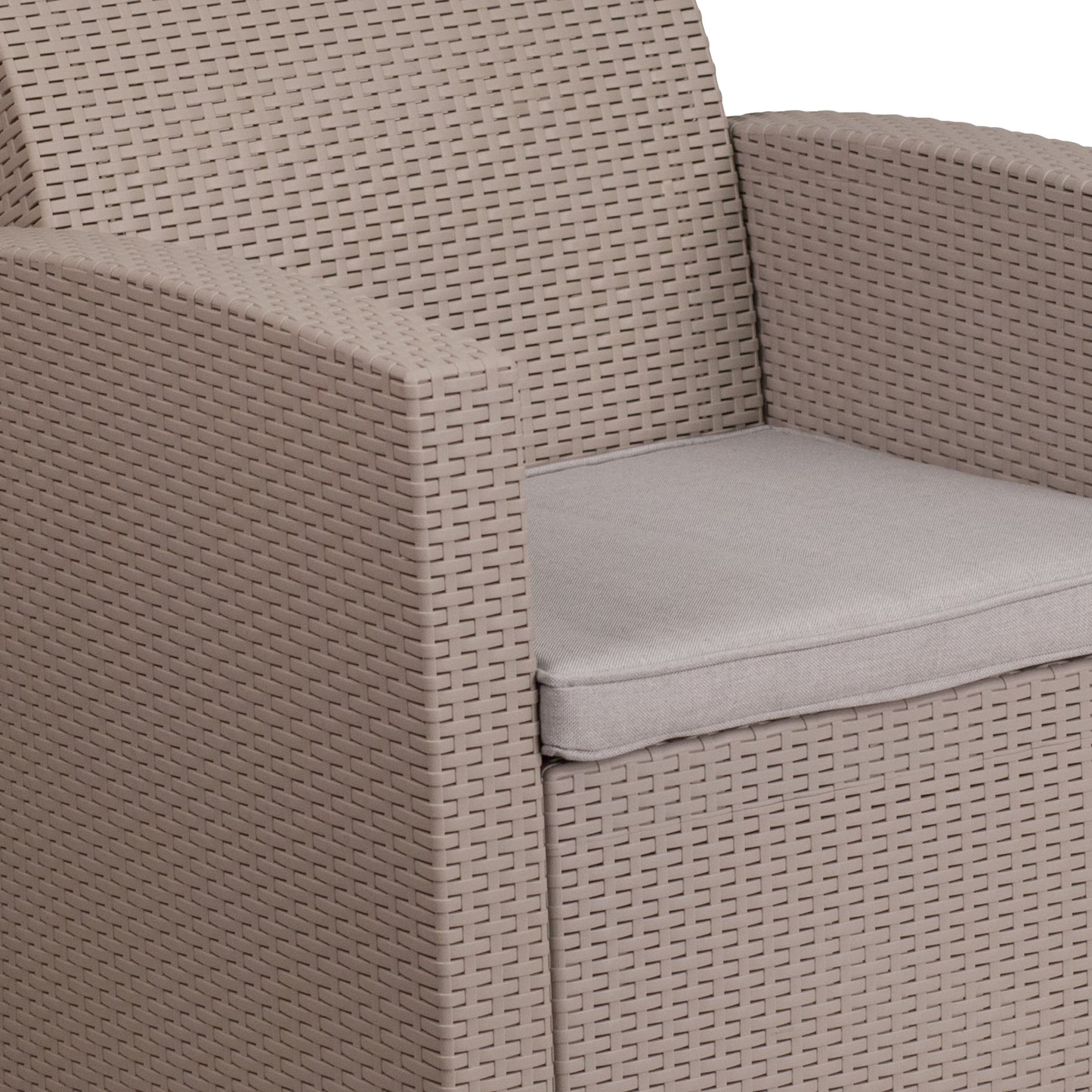 Seneca Light Gray Faux Rattan Chair with All-Weather Seneca Light Gray Cushion Light Gray