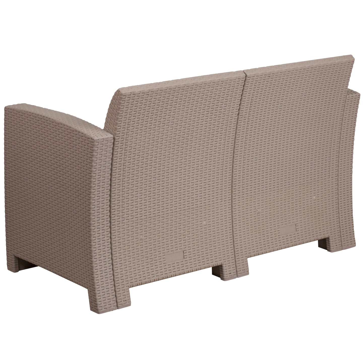Seneca Light Gray Faux Rattan Loveseat with All-Weather Seneca Light Gray Cushions Light Gray