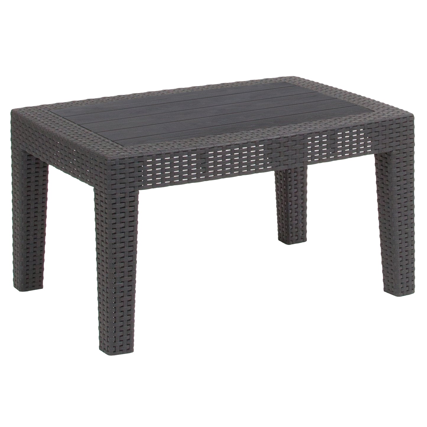 Seneca Dark Gray Faux Rattan Coffee Table Dark Gray