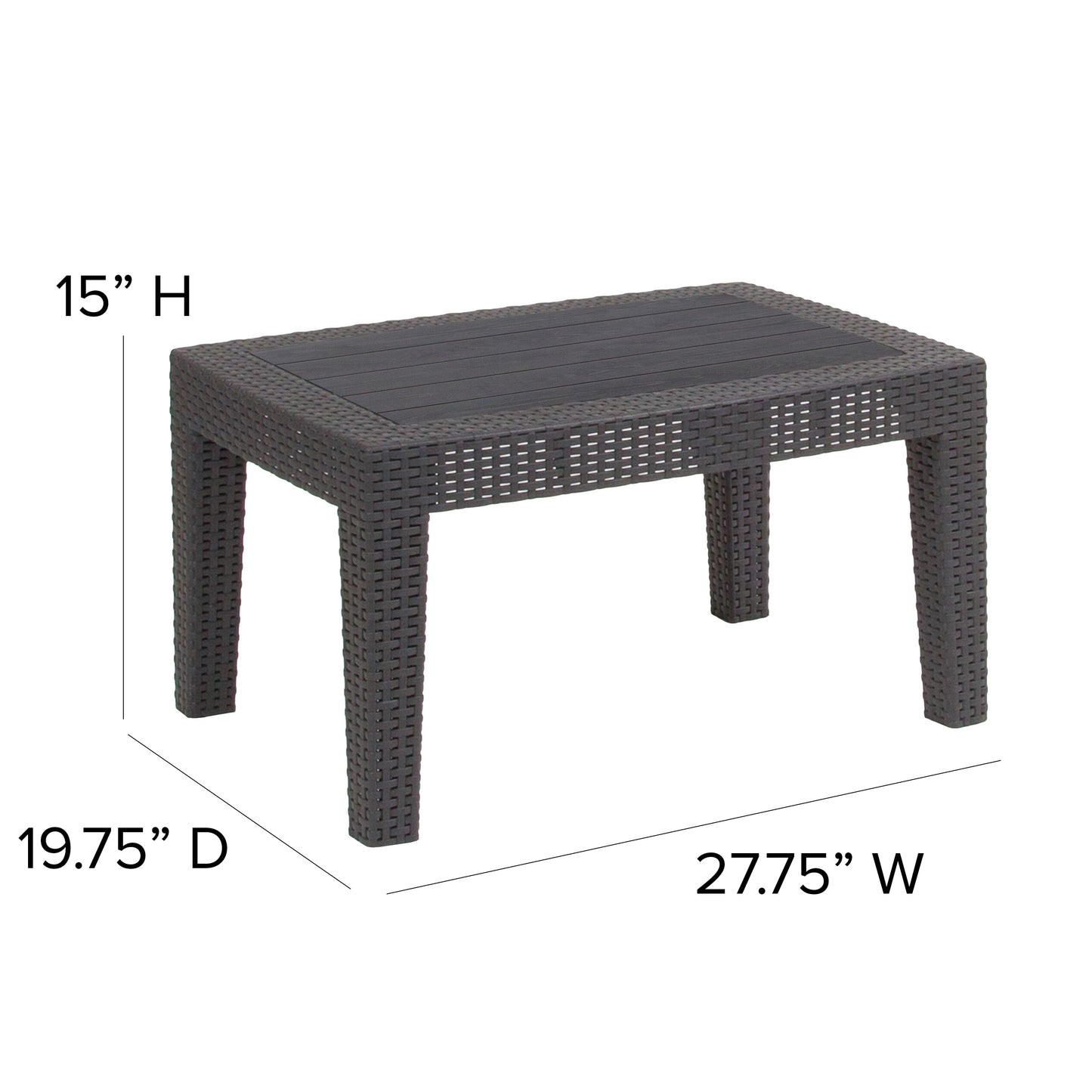 Seneca Dark Gray Faux Rattan Coffee Table Dark Gray