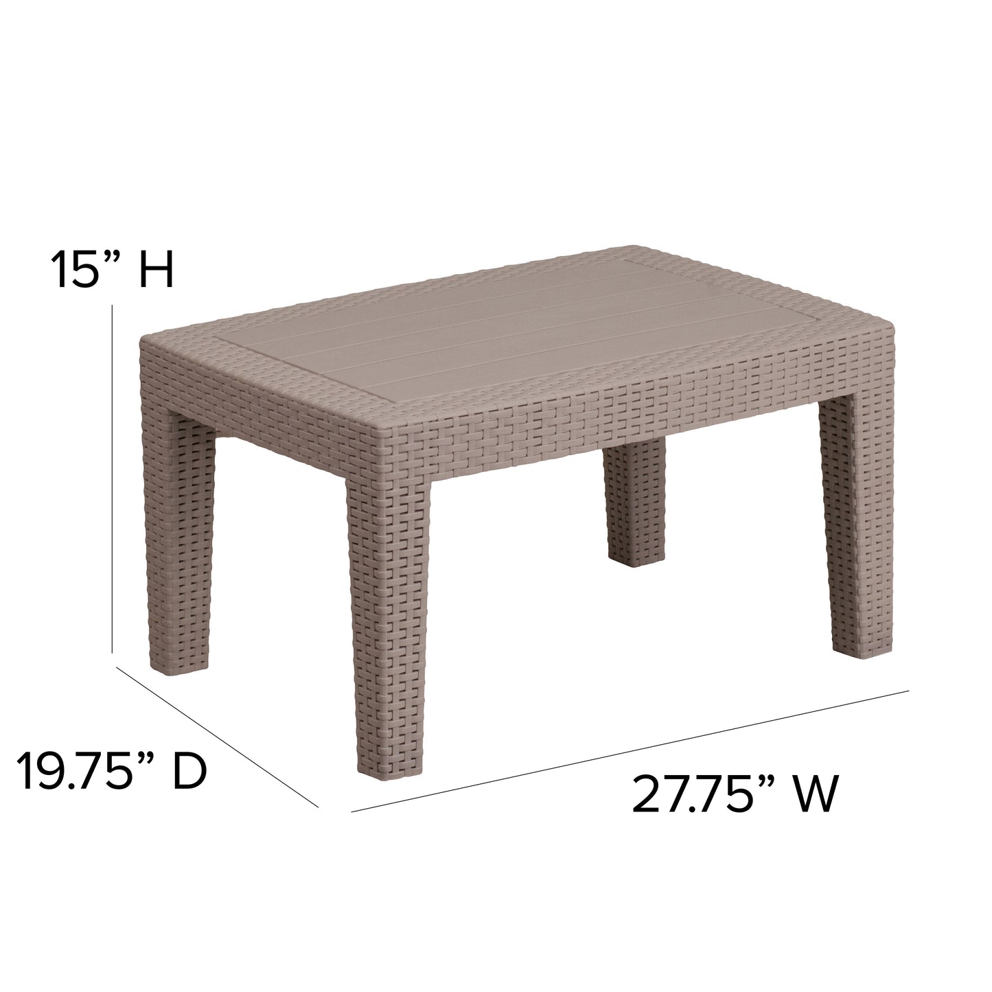 Seneca Light Gray Faux Rattan Coffee Table Light Gray