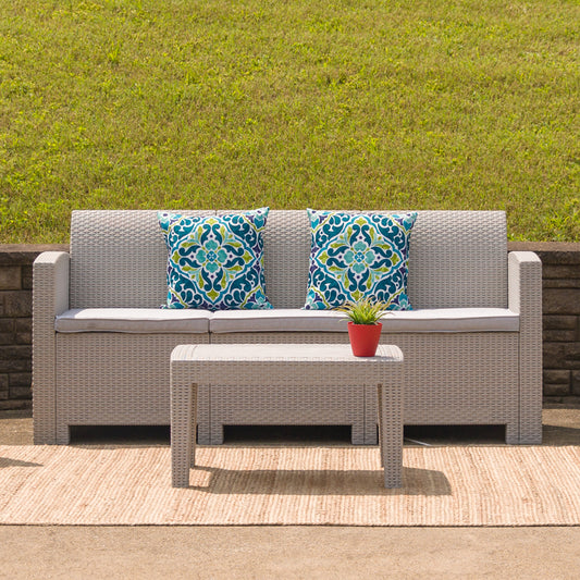 Seneca Light Gray Faux Rattan Coffee Table Light Gray DAD-SF2-T-GG