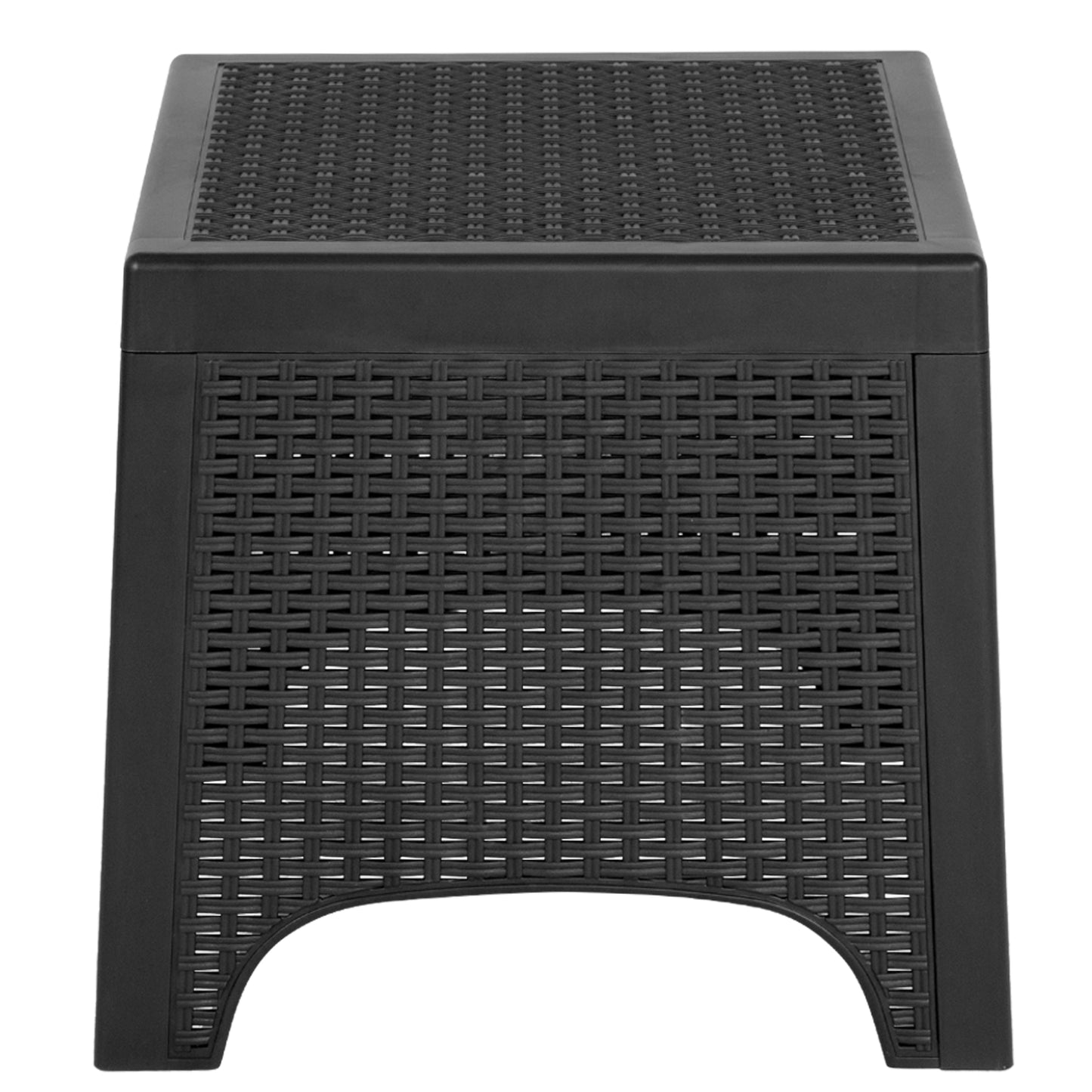 Seneca Dark Gray Faux Rattan Plastic Chair Set with Matching Side Table Dark Gray