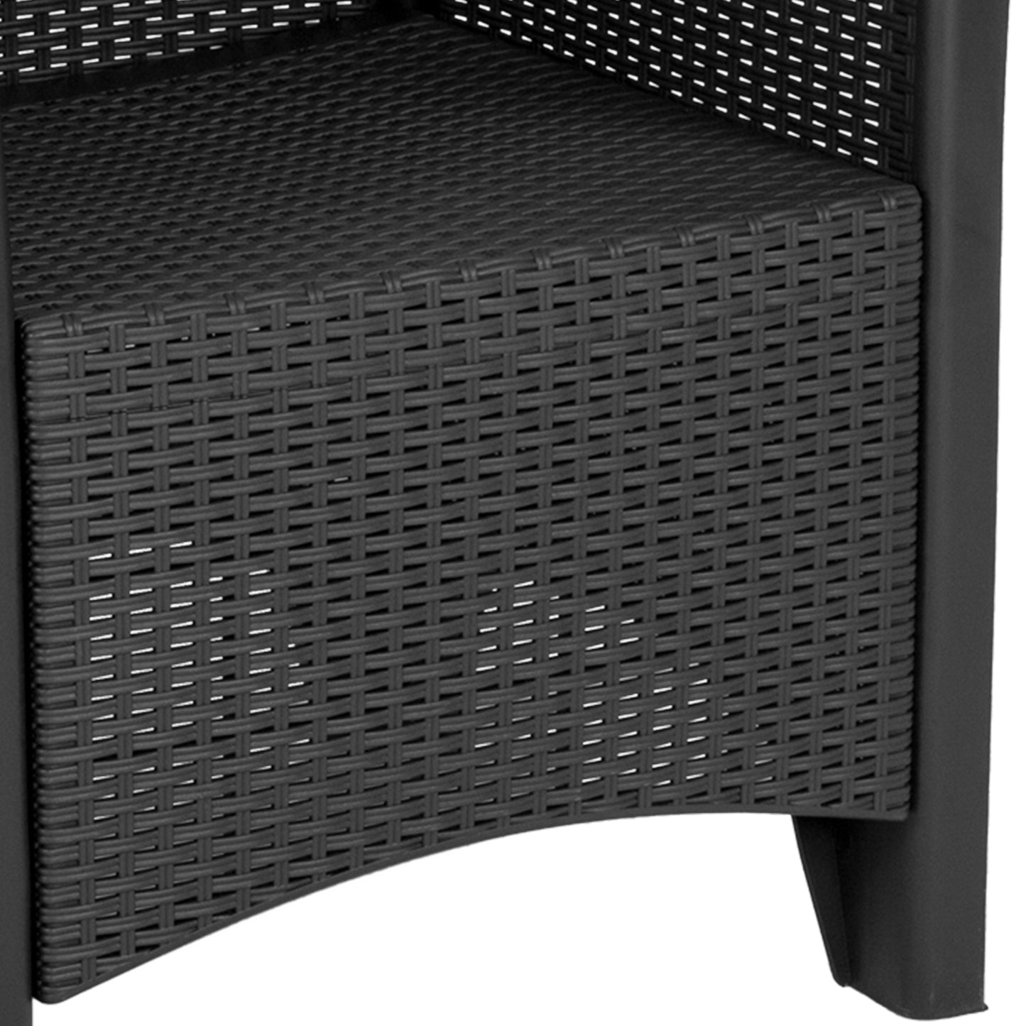 Seneca Dark Gray Faux Rattan Plastic Chair Set with Matching Side Table Dark Gray