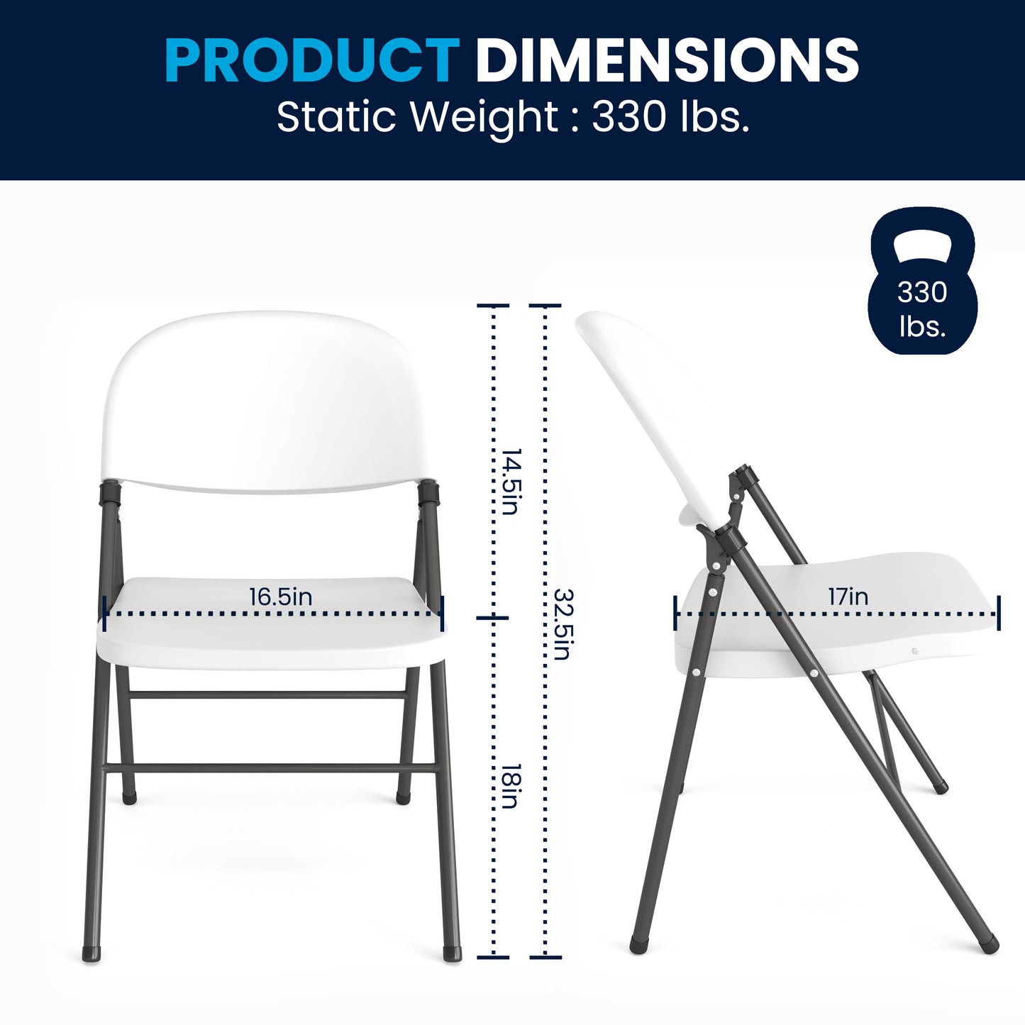 2 Pack HERCULES Series 330 lb. Capacity Granite White Plastic Folding Chair with Charcoal Frame Granite White 2-DAD-YCD-50-WH-GG