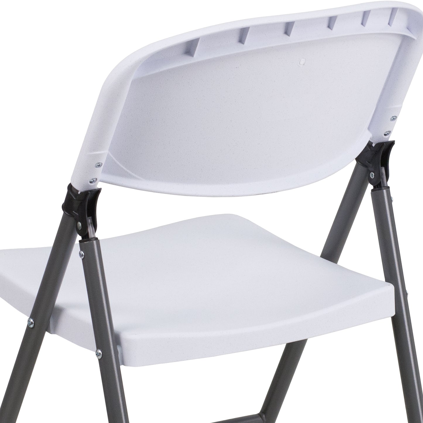 2 Pack HERCULES Series 330 lb. Capacity Granite White Plastic Folding Chair with Charcoal Frame Granite White 2-DAD-YCD-50-WH-GG
