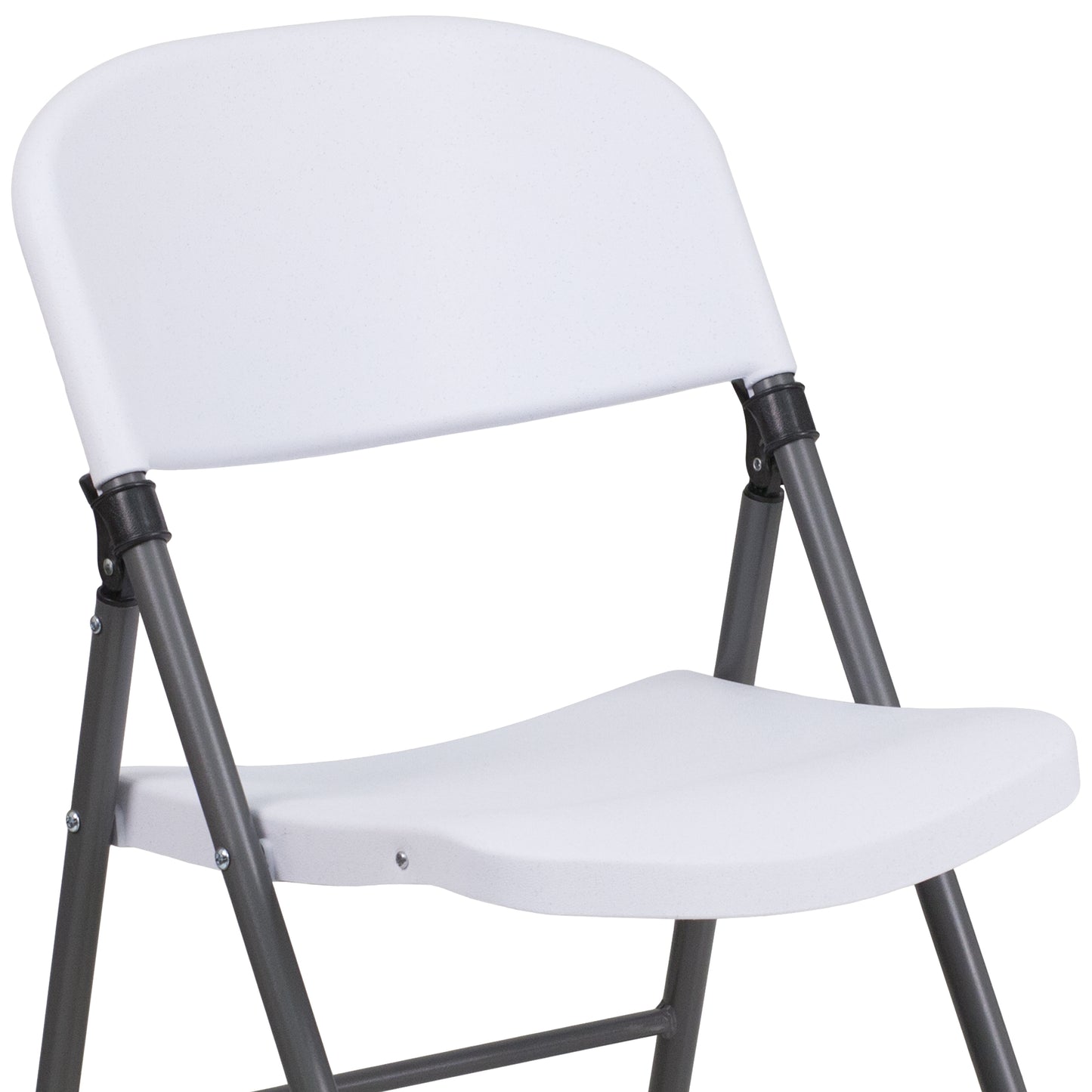 2 Pack HERCULES Series 330 lb. Capacity Granite White Plastic Folding Chair with Charcoal Frame Granite White 2-DAD-YCD-50-WH-GG