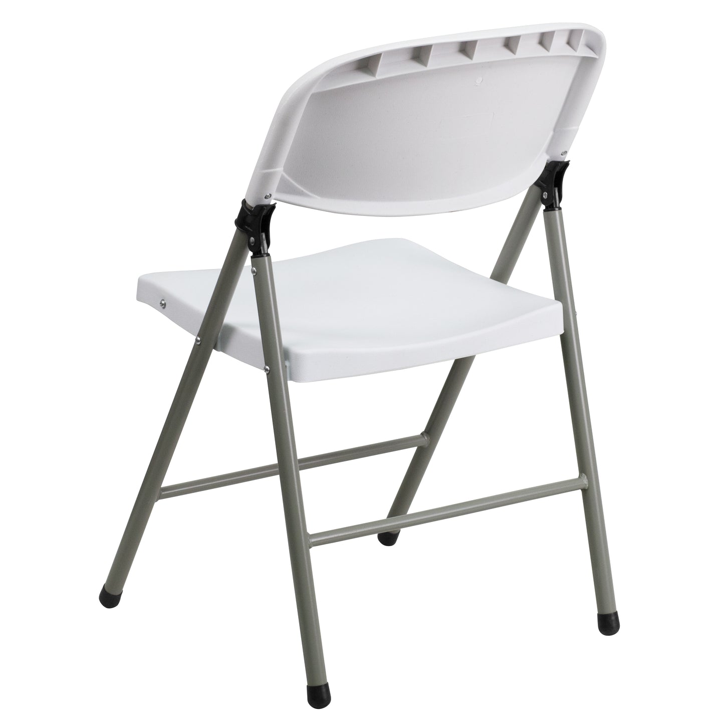 HERCULES Series White Plastic Folding Chairs | Set of 2 Lightweight Folding Chairs with Gray Frame White