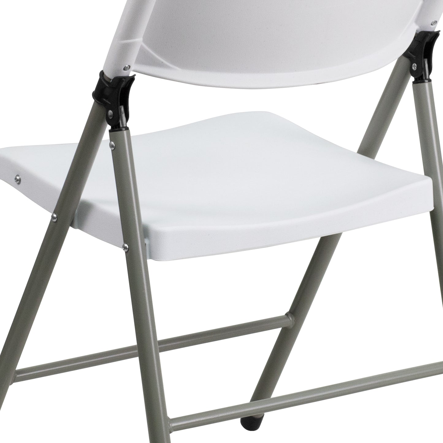 HERCULES Series White Plastic Folding Chairs | Set of 2 Lightweight Folding Chairs with Gray Frame White