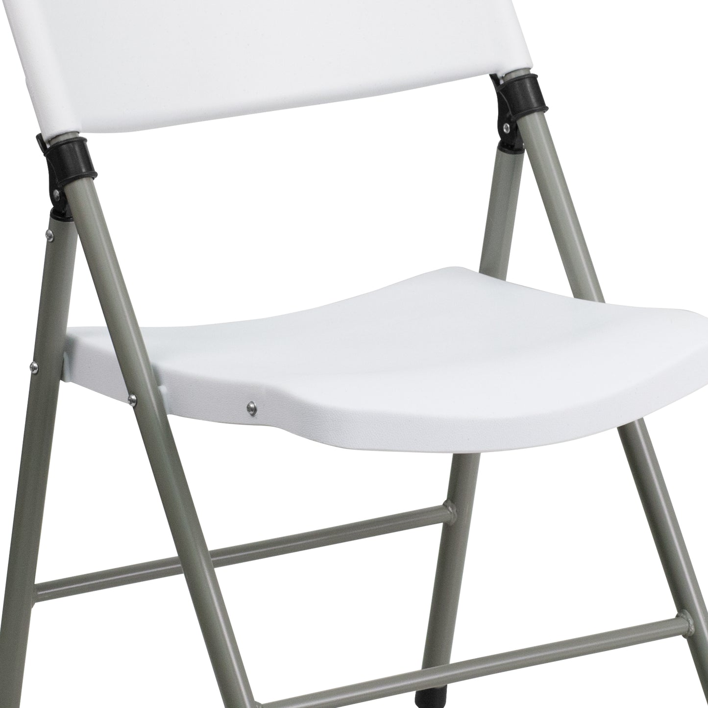 HERCULES Series White Plastic Folding Chairs | Set of 2 Lightweight Folding Chairs with Gray Frame White