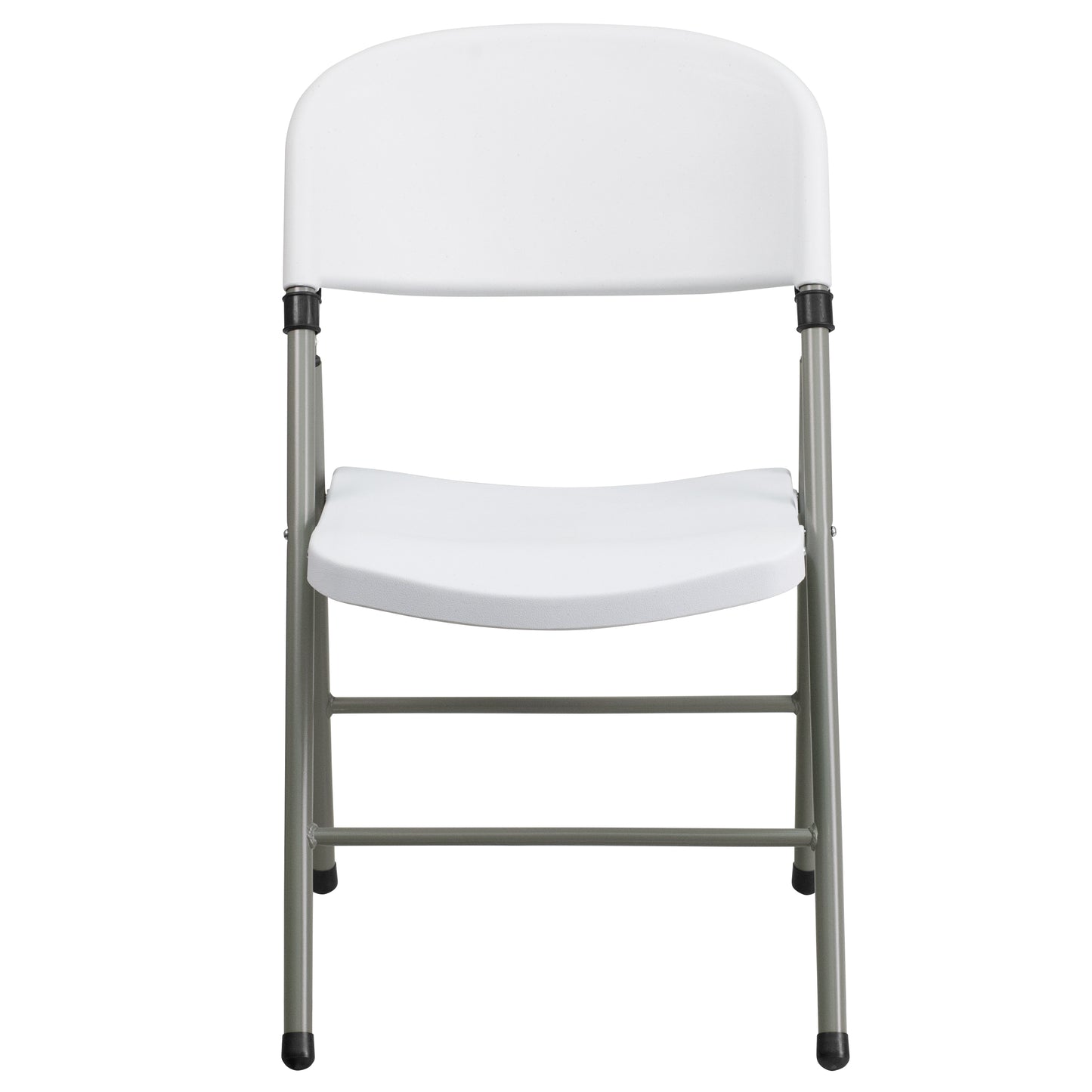 HERCULES Series White Plastic Folding Chairs | Set of 2 Lightweight Folding Chairs with Gray Frame White