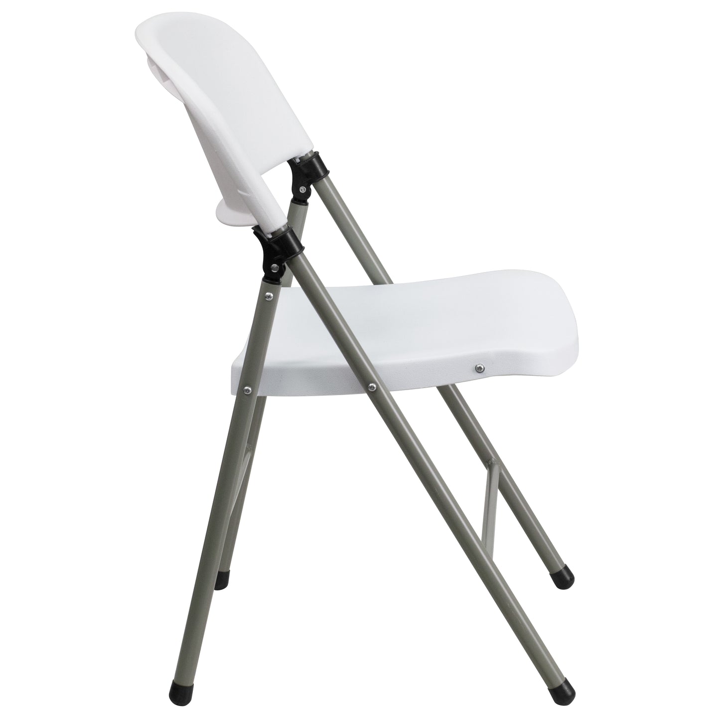 HERCULES Series White Plastic Folding Chairs | Set of 2 Lightweight Folding Chairs with Gray Frame White