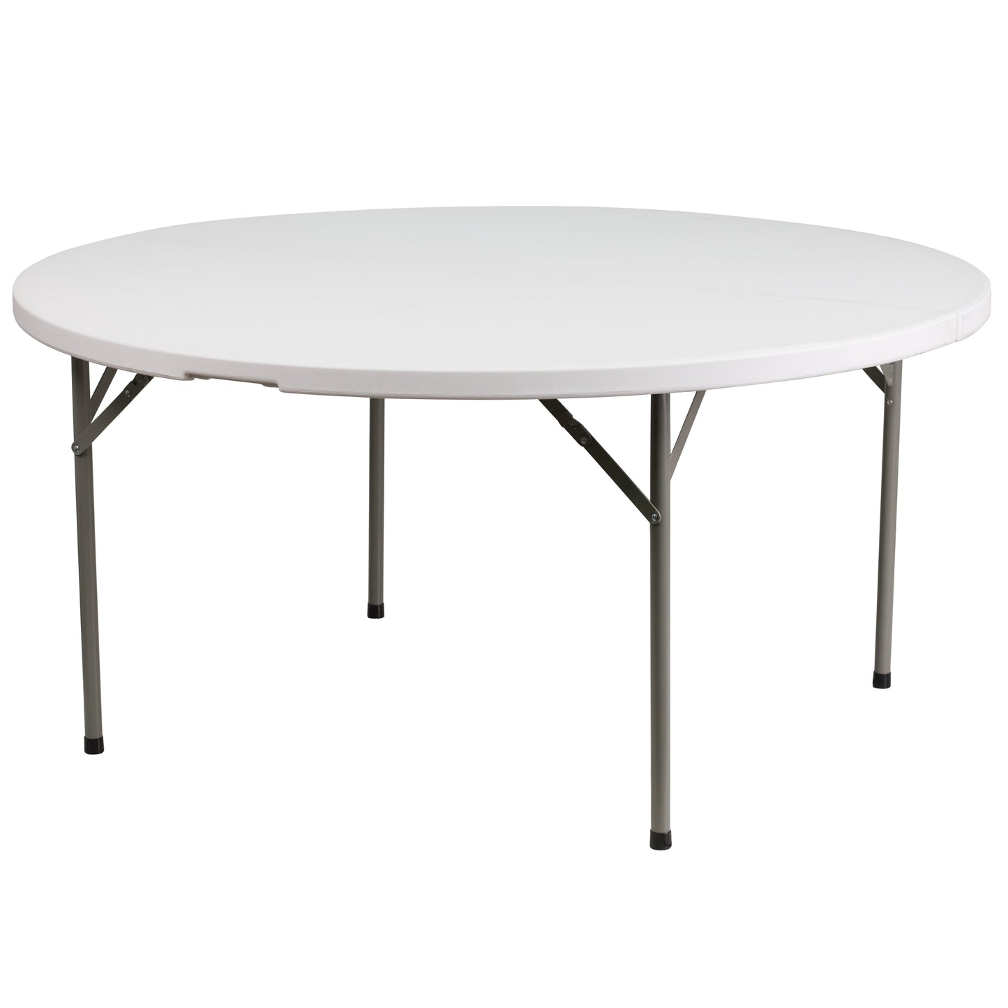 Elon 5-Foot Round Granite White Plastic Folding Table Granite White